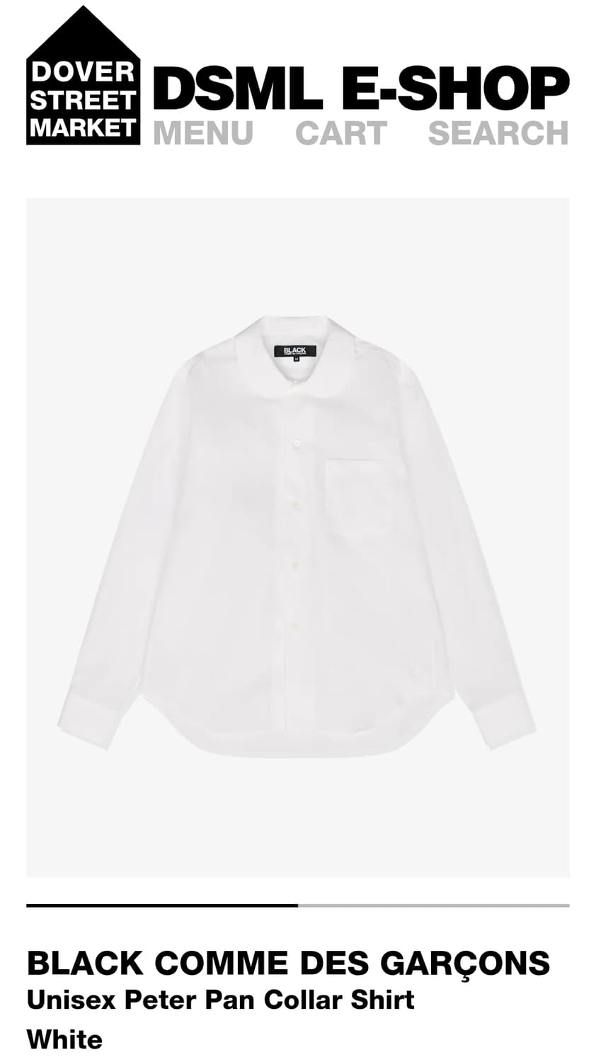 블랙 꼼데가르송 피터팬 카라 라운드 카라 셔츠 XL 상품이미지1