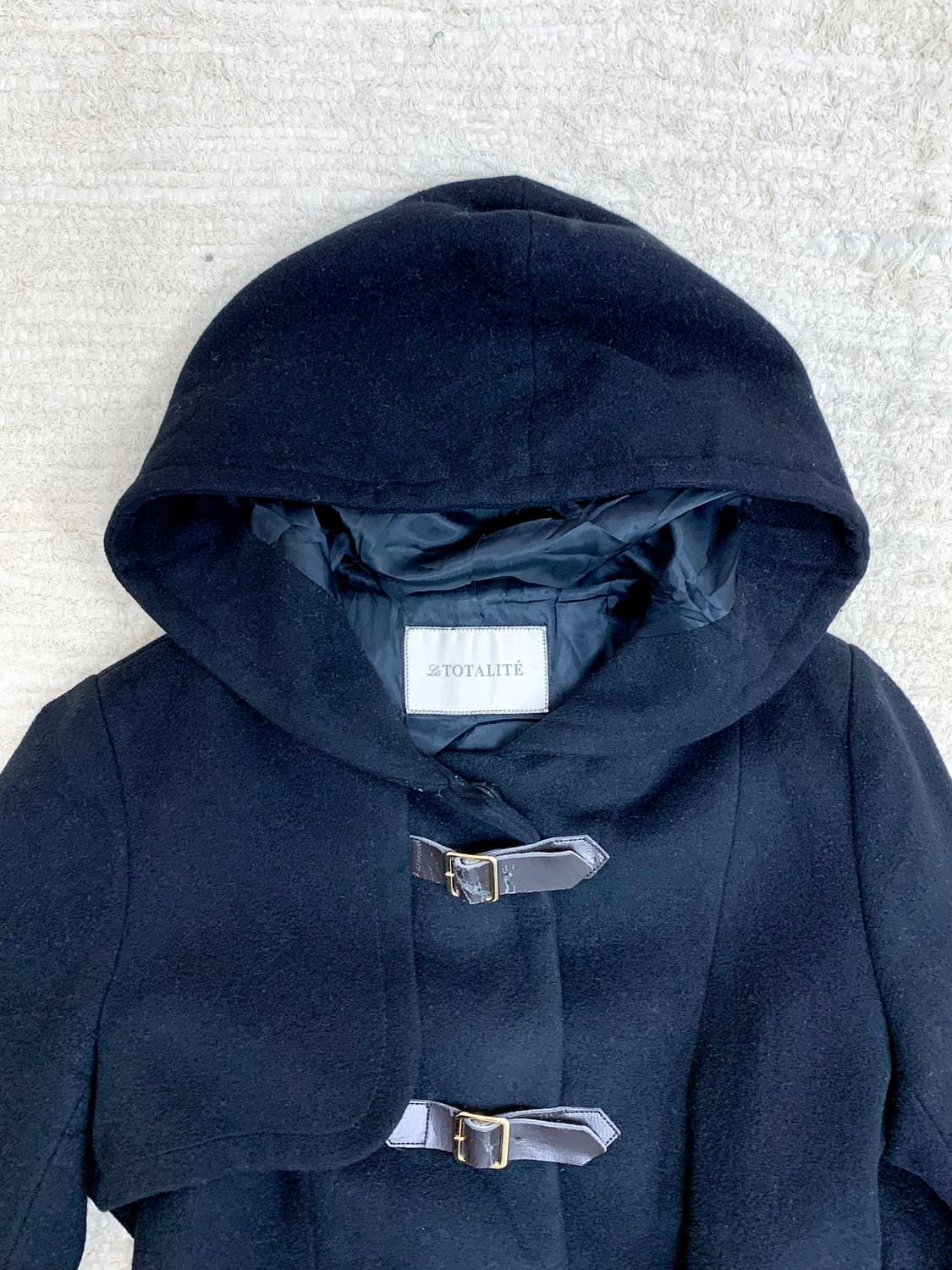 Black fur-cuff duffle coat 상품이미지2