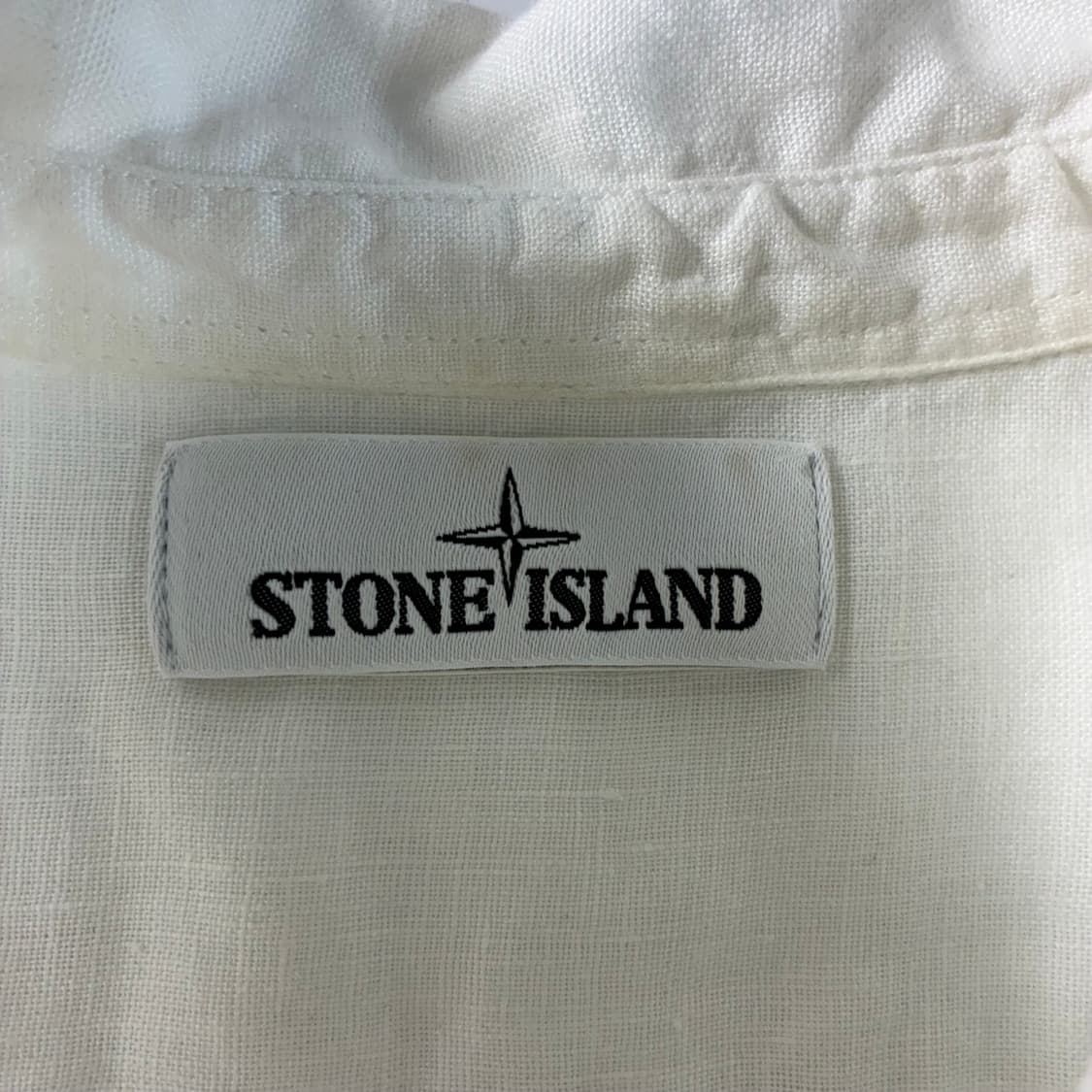 Stone island  스톤 아일랜드 자수 린넨 화이트 포켓 셔츠  상품이미지5