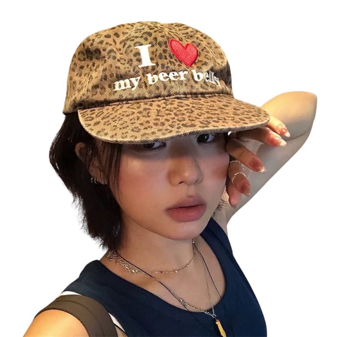 레오파드 레터링 자수 일차챙 볼캡 상품이미지2