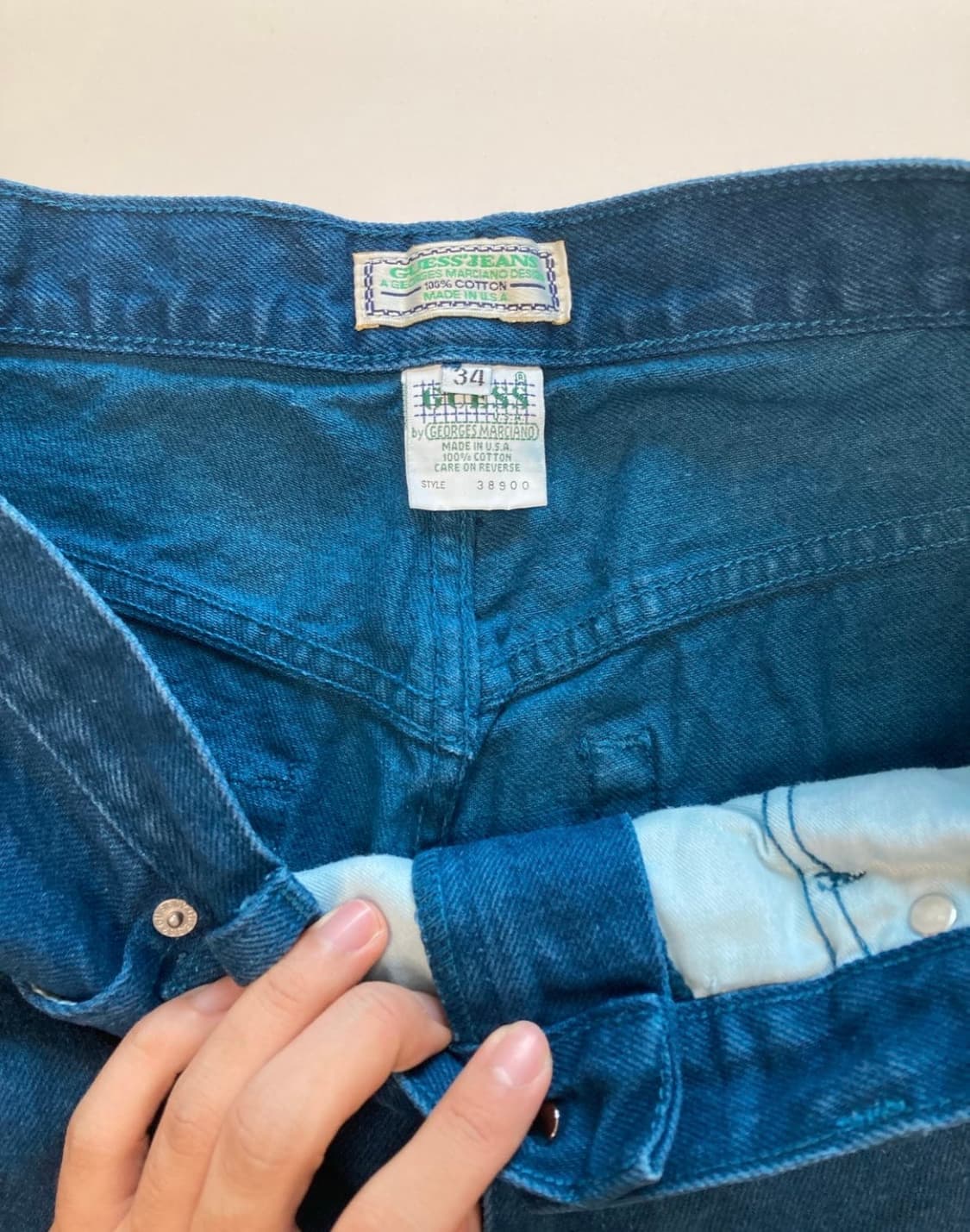 90s guess usa made 다잉 데님 숏츠 상품이미지6