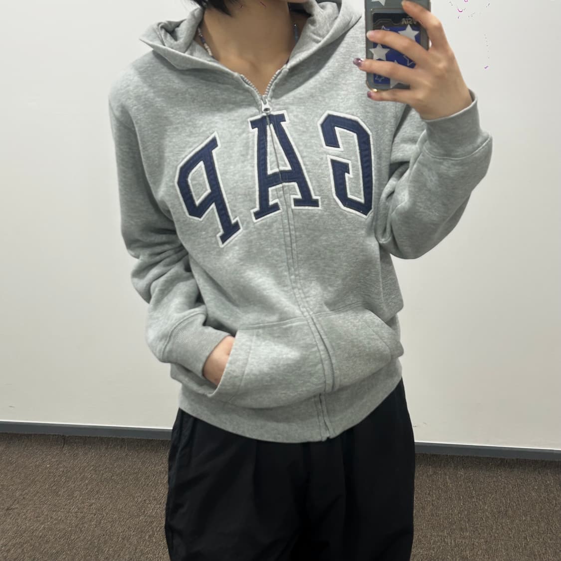 GAP 갭 네이비 로고 그레이 후드집업  상품이미지2