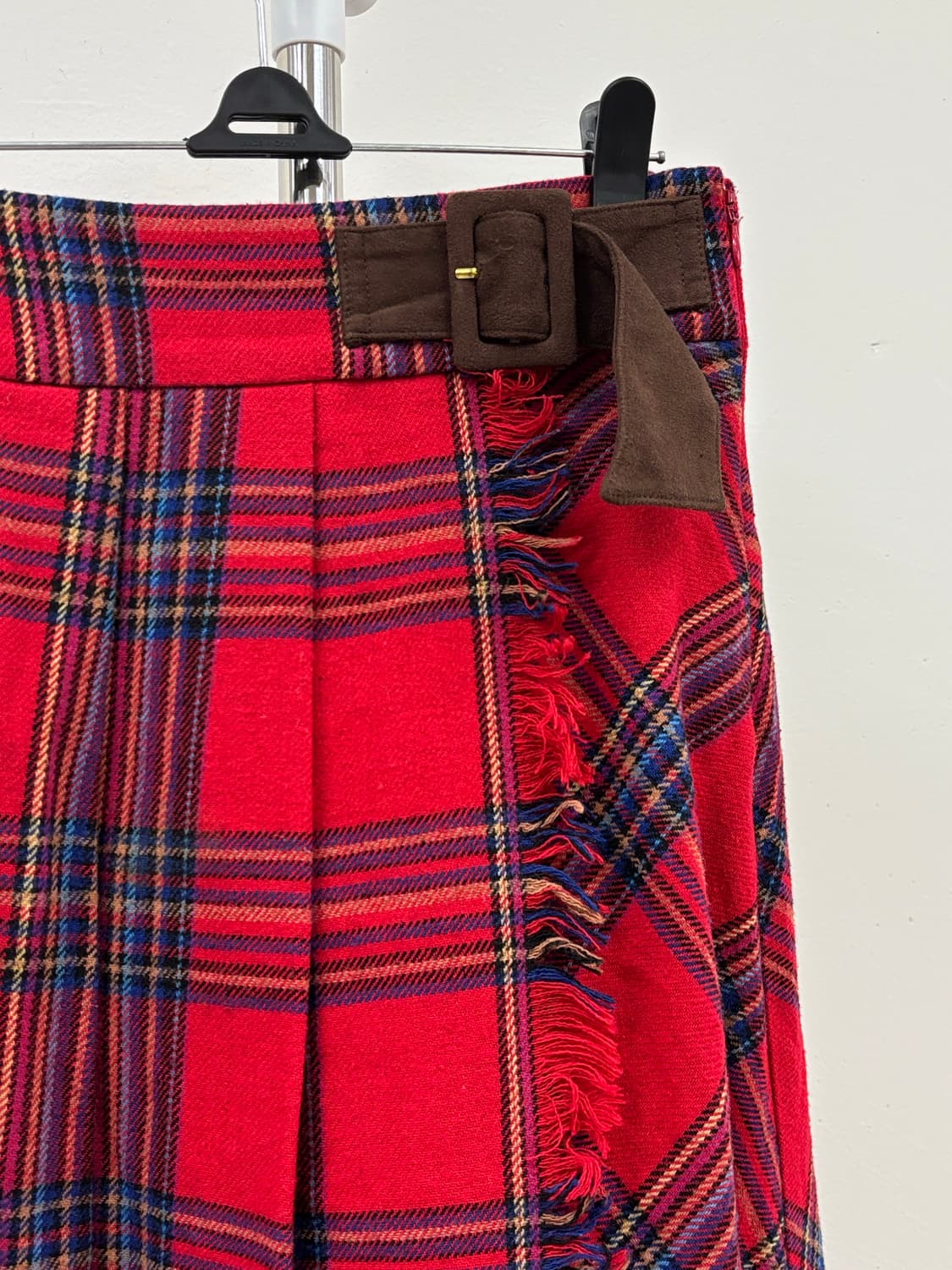빈티지 레드 타탄체크 랩스커트 상품이미지4