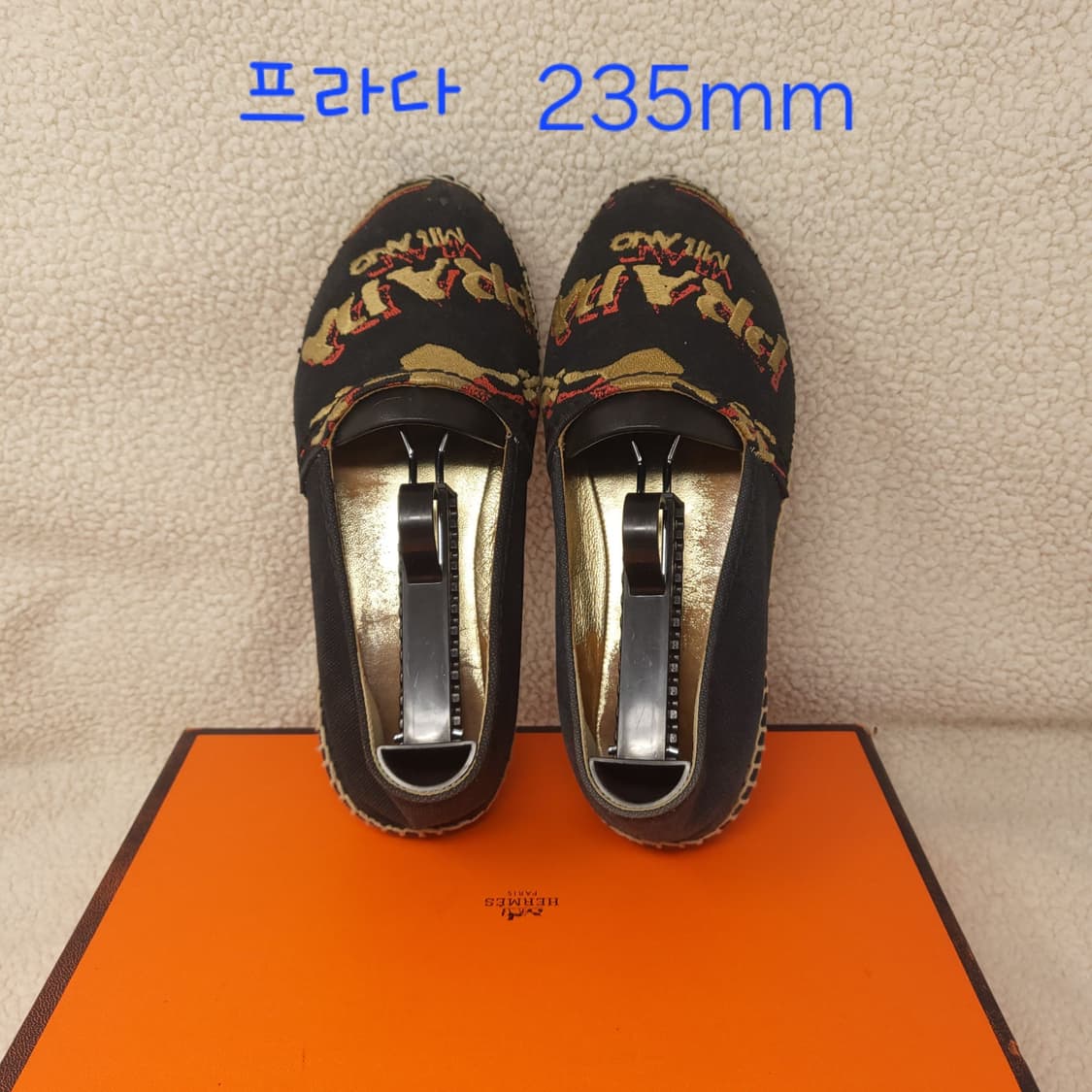 프라다 로고 자수 캔버스 에스파듀 로퍼 235mm 상품이미지2