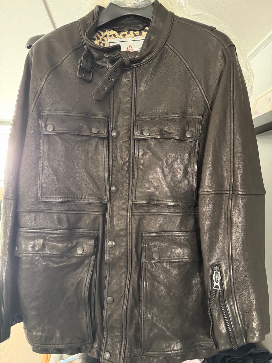 블랙아웃 레더 바이커 자켓 상품이미지1