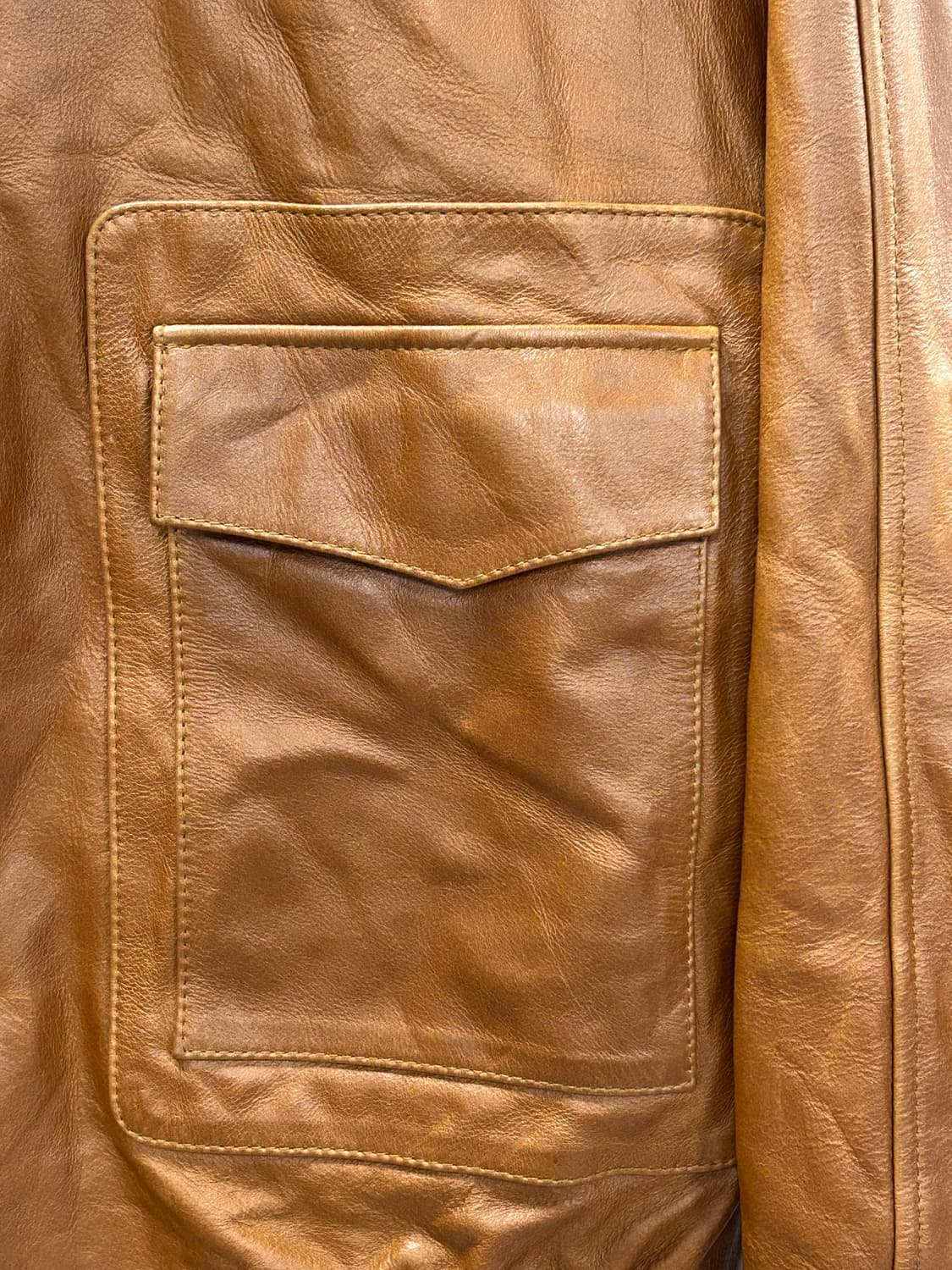 STU 커브드 레더 자켓 카멜 [L] 상품이미지5