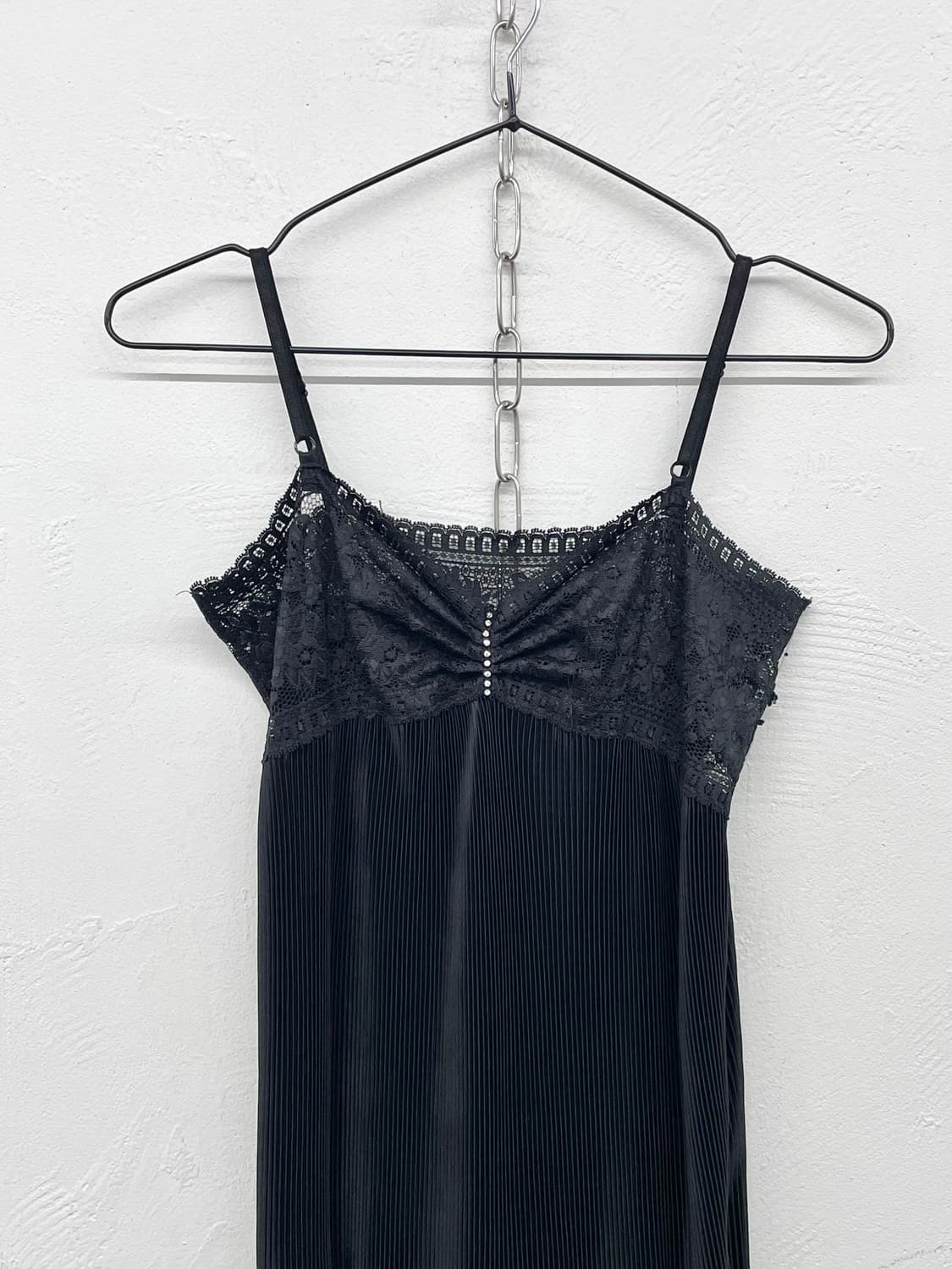 블랙 큐빅 플리츠 슬립 상품이미지5