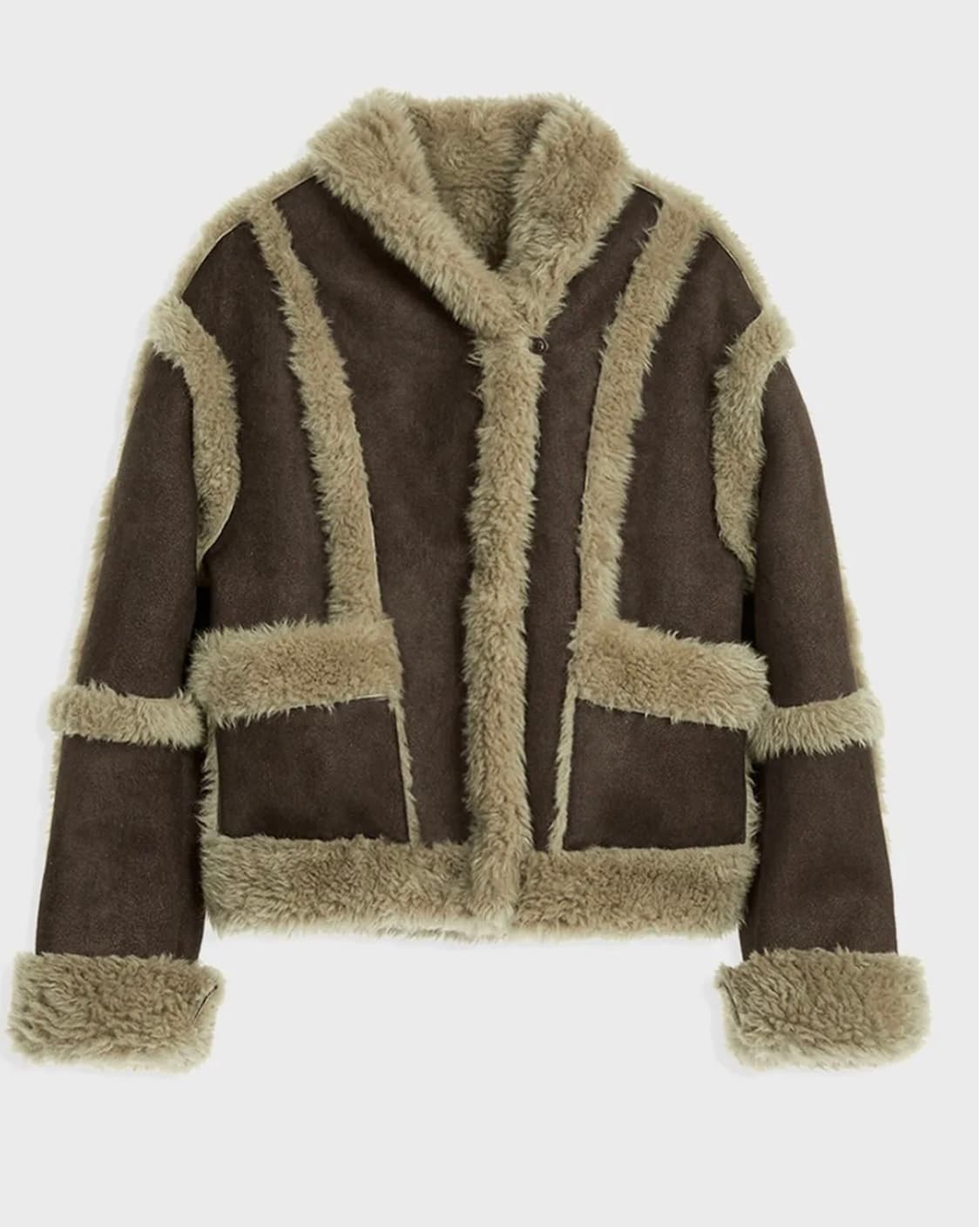 오픈와이와이 자켓 PANELED FAUX-SHEARLING JACKER 상품이미지4