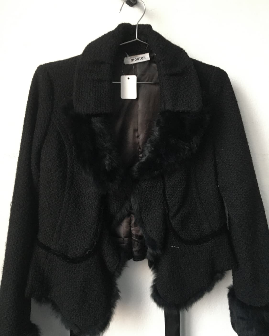 Fur trimming belted jacket 상품이미지3