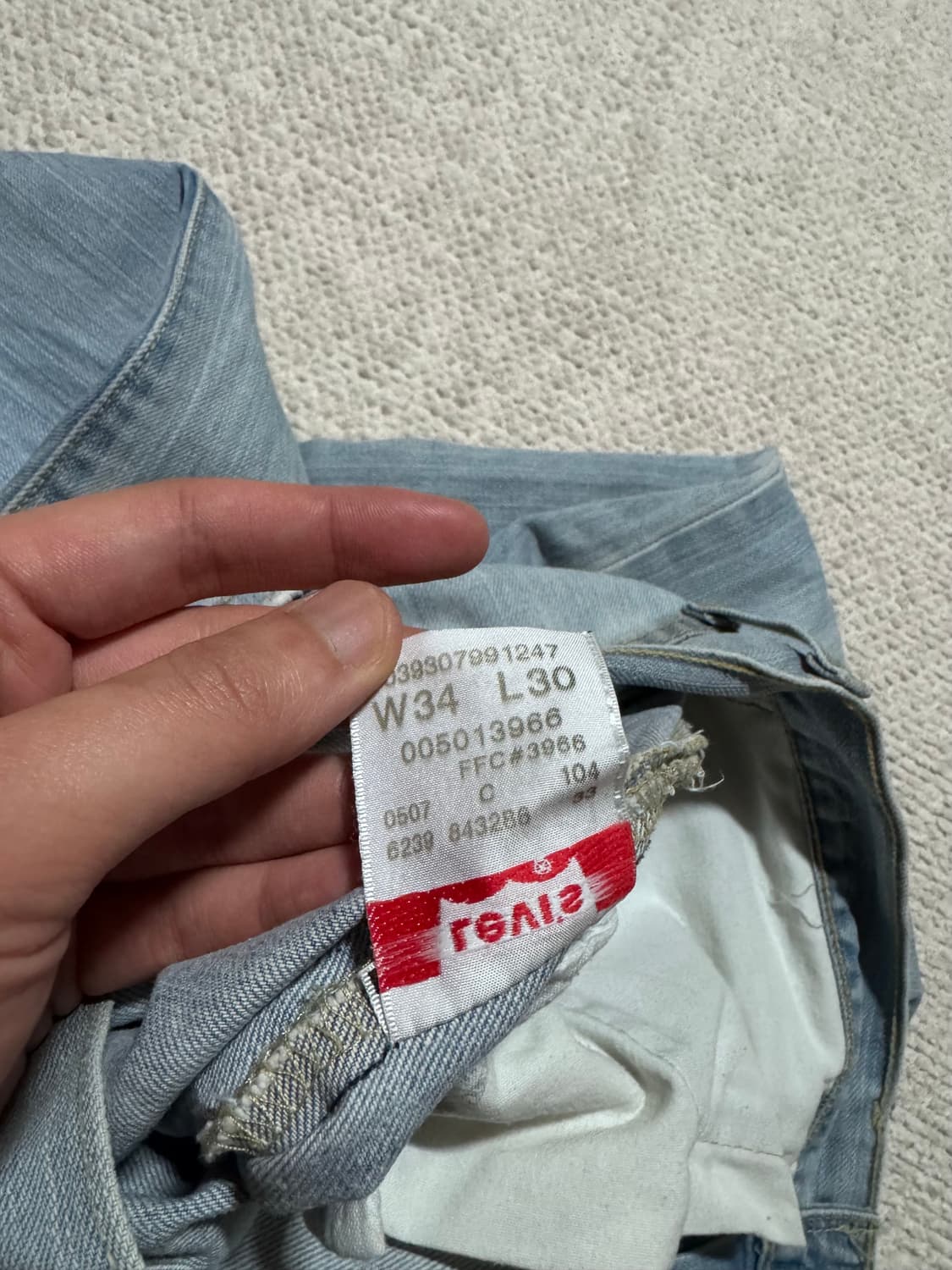 00s Mexico 리바이스 501 연청 워싱 데님 34사이즈 상품이미지8