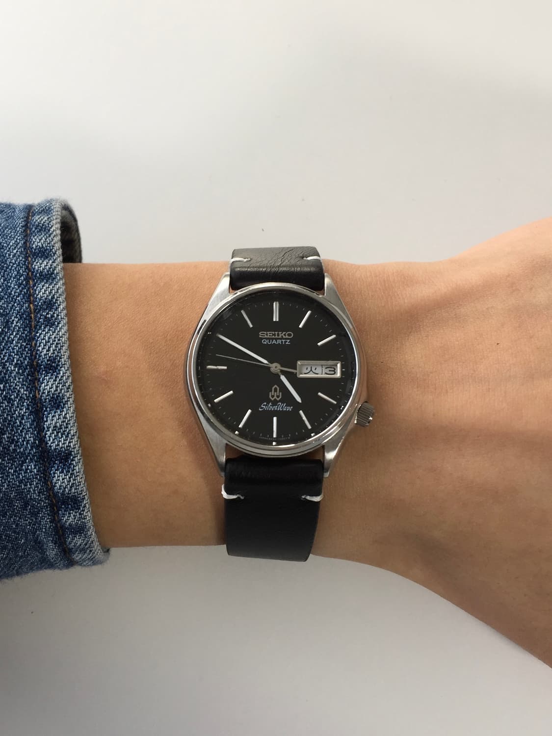 80s seiko silver wave black dial quartz 상품이미지2