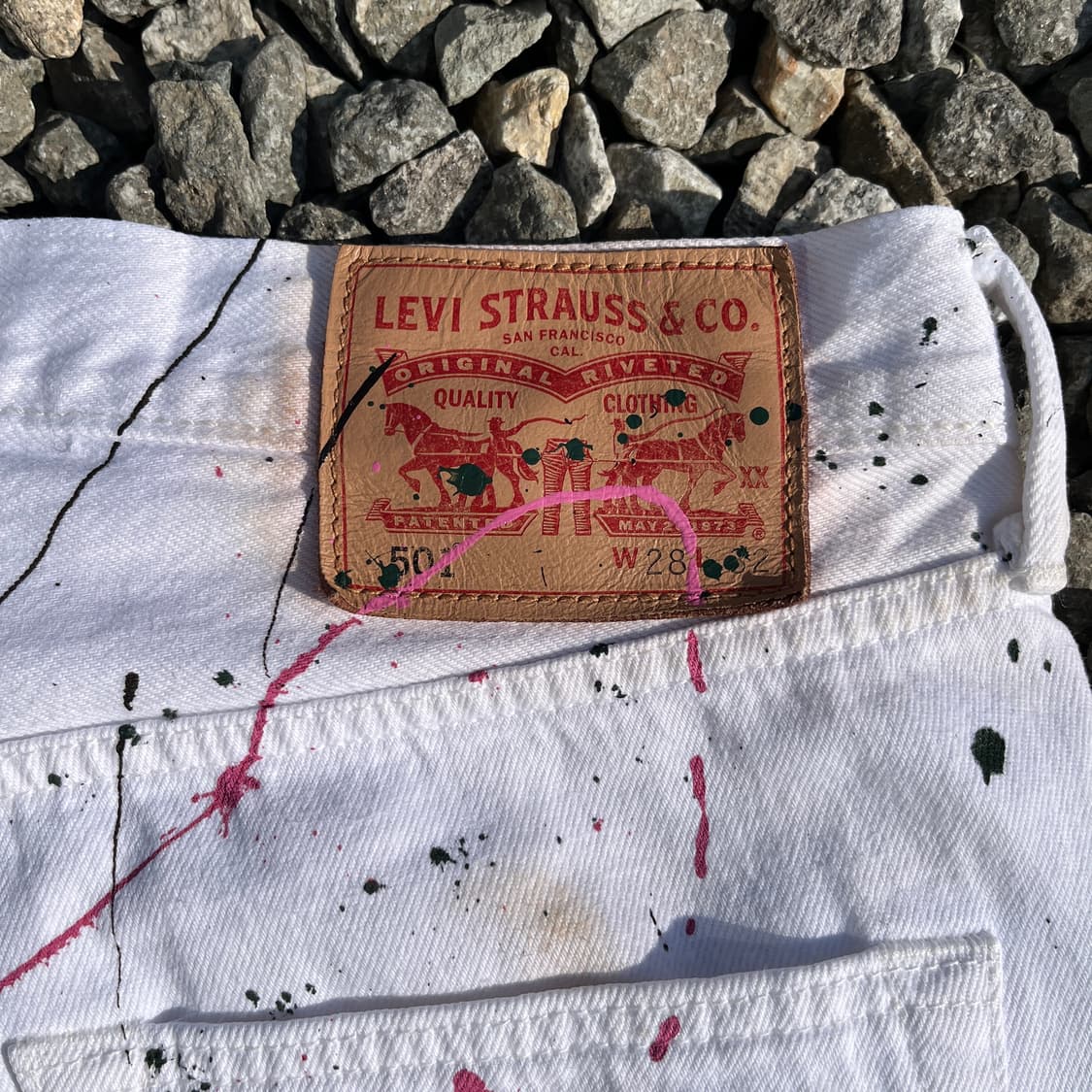 리바이스 501 커스텀 페인팅 화이트 데님 (실측확인) 상품이미지7