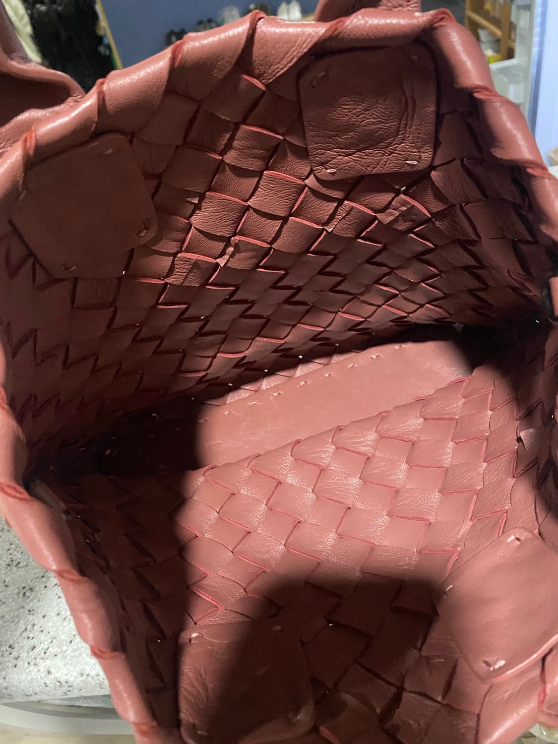 레드 브라운 가죽 위빙 토트백 상품이미지4