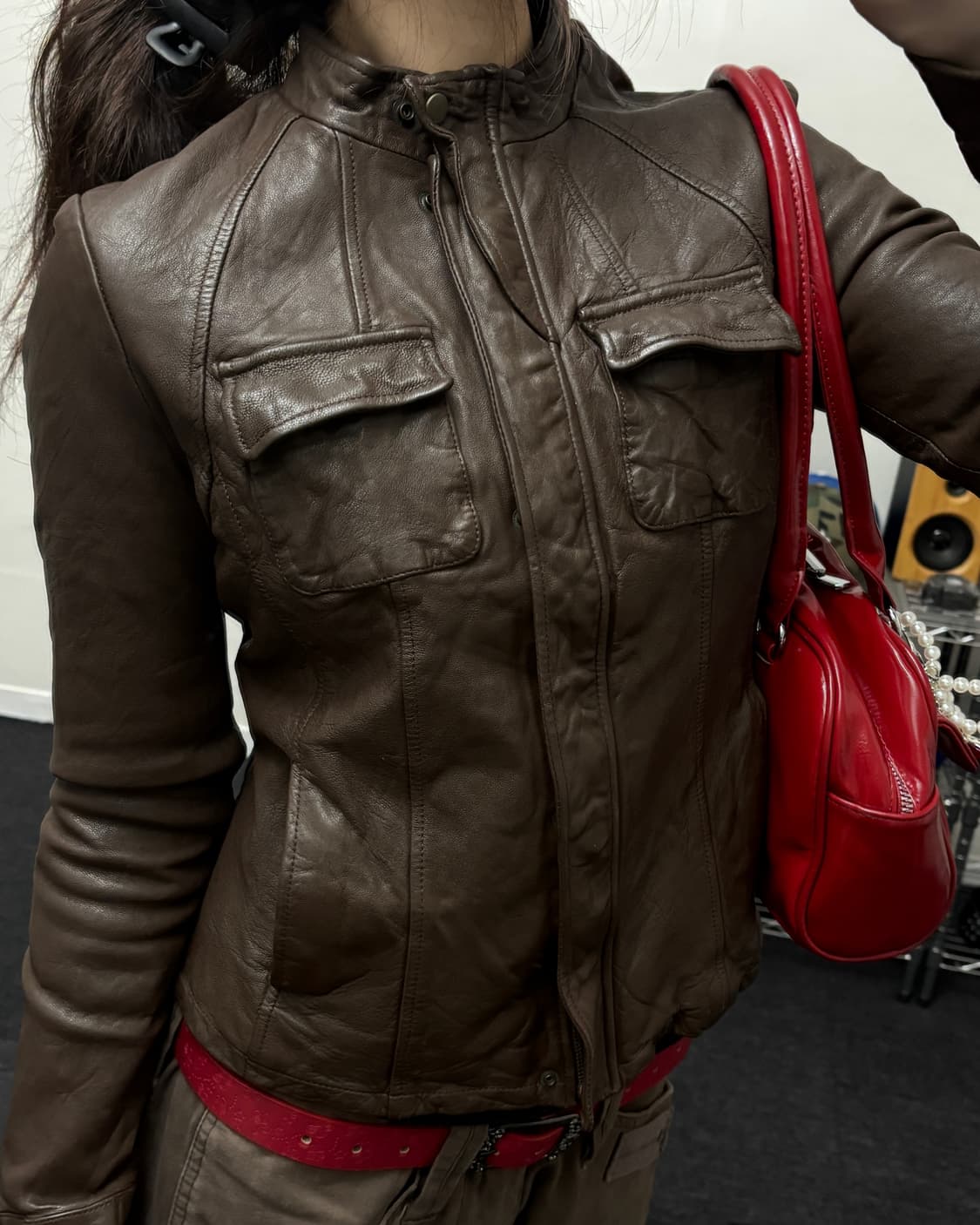 올드 빈티지 브라운 리얼 램스킨 레더 자켓 상품이미지3