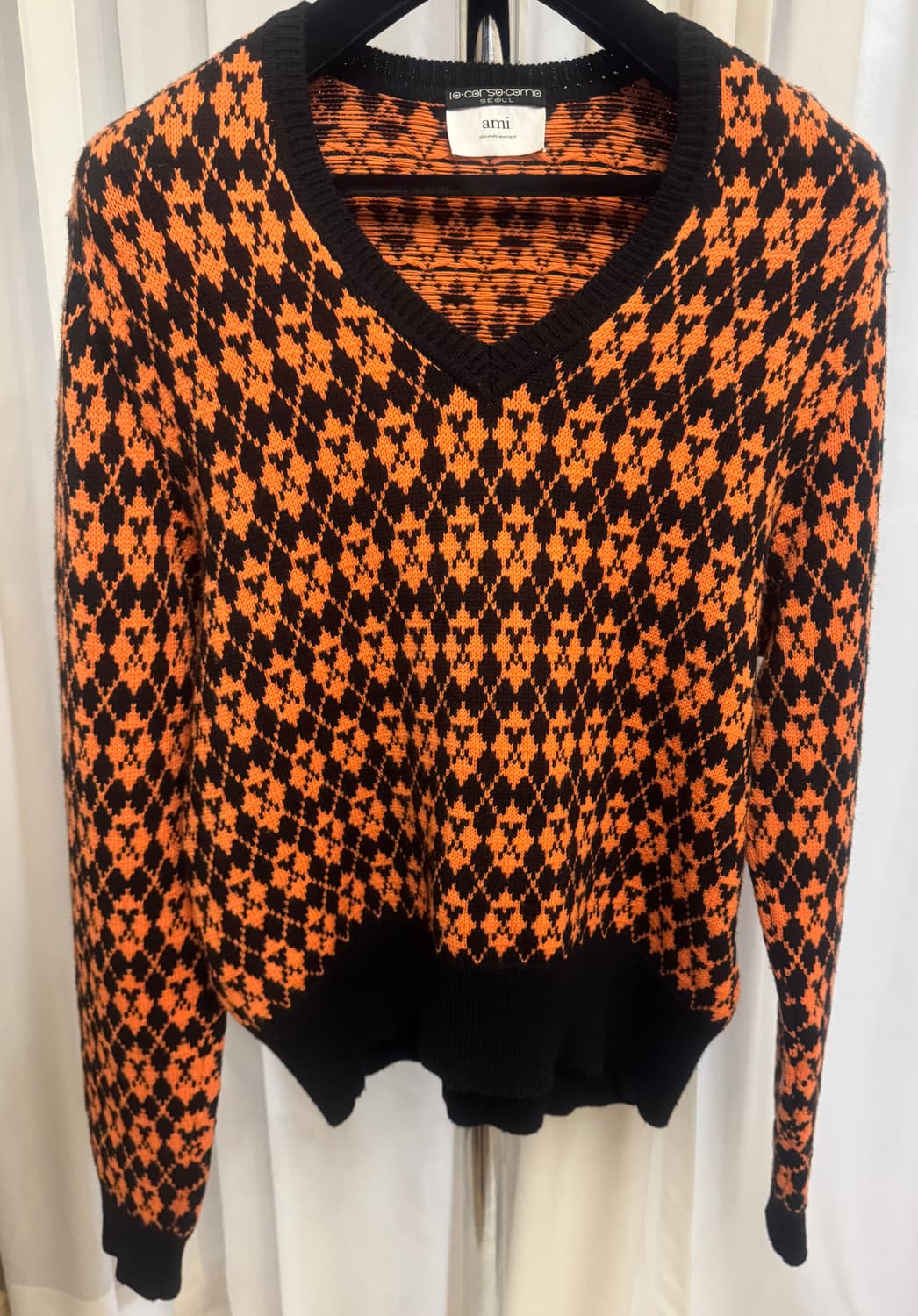 AMI 아미 아가일 니트 (블랙/오렌지) 상품이미지1