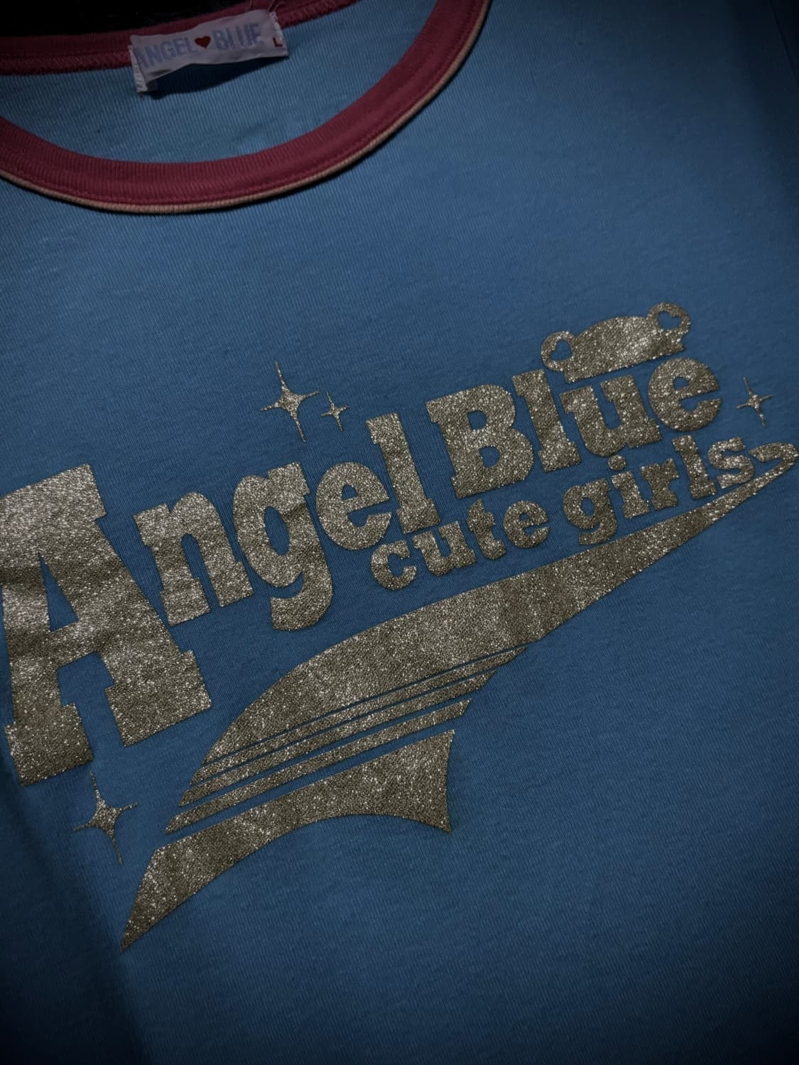 ANGEL BLUE 큐트 걸즈 로고 링거 반팔 티셔츠 상품이미지5