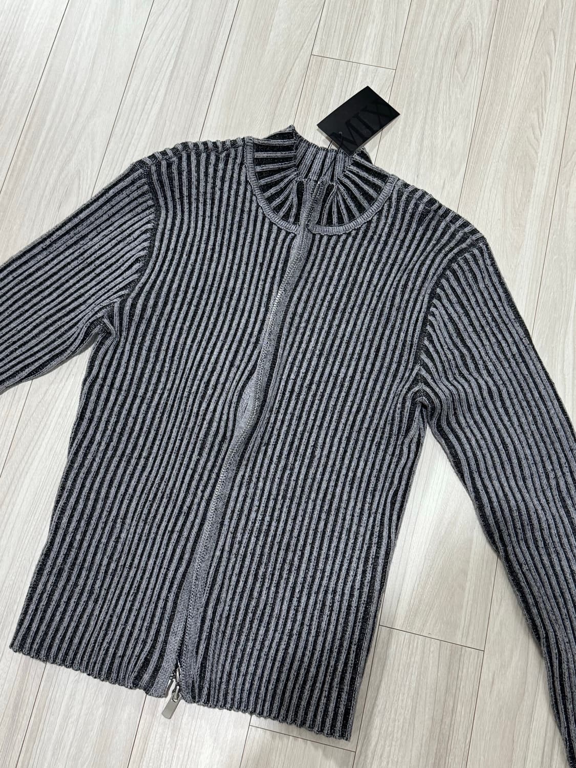 Mixxo 미쏘 골지 집업 투톤 가디건 상품이미지4