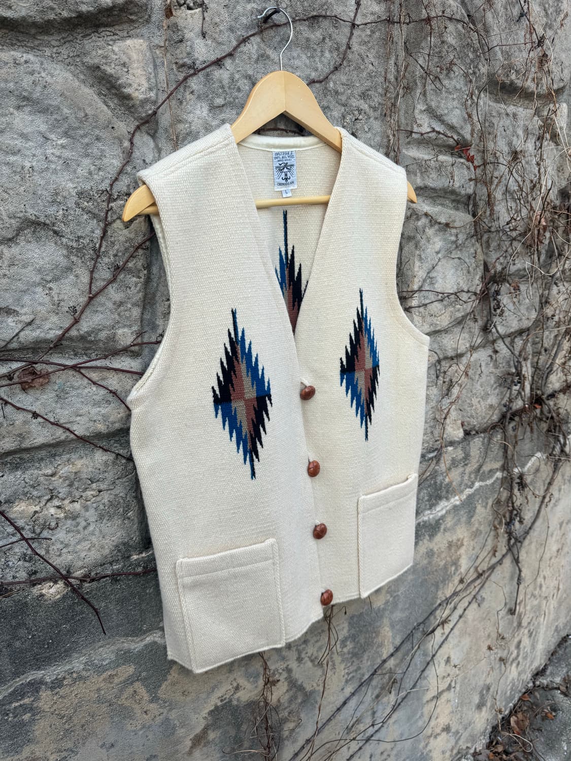 오르테가 핸드 우븐 울 치마요 베스트 나바호 네이티브 웨스턴 조끼 상품이미지4