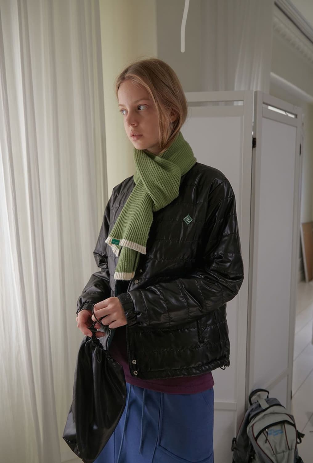 NOCONTENT 더블 패딩 점퍼(black-green) 상품이미지2