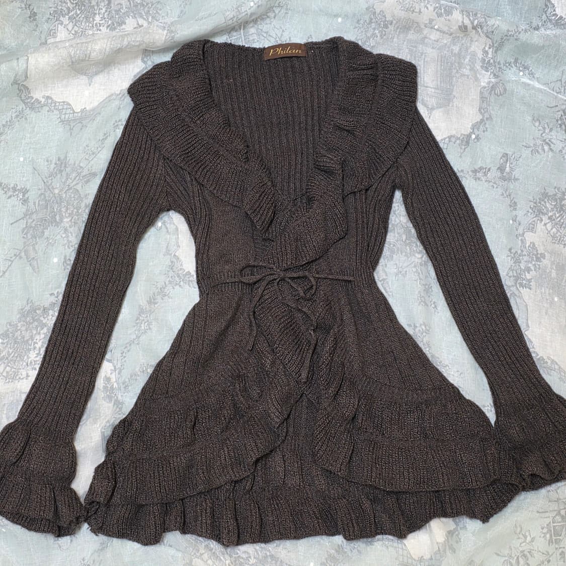 빈티지 초코 라떼갸루 가디건 스커트 세트 트랄라라 엑시즈팜 리즈리사 상품이미지2