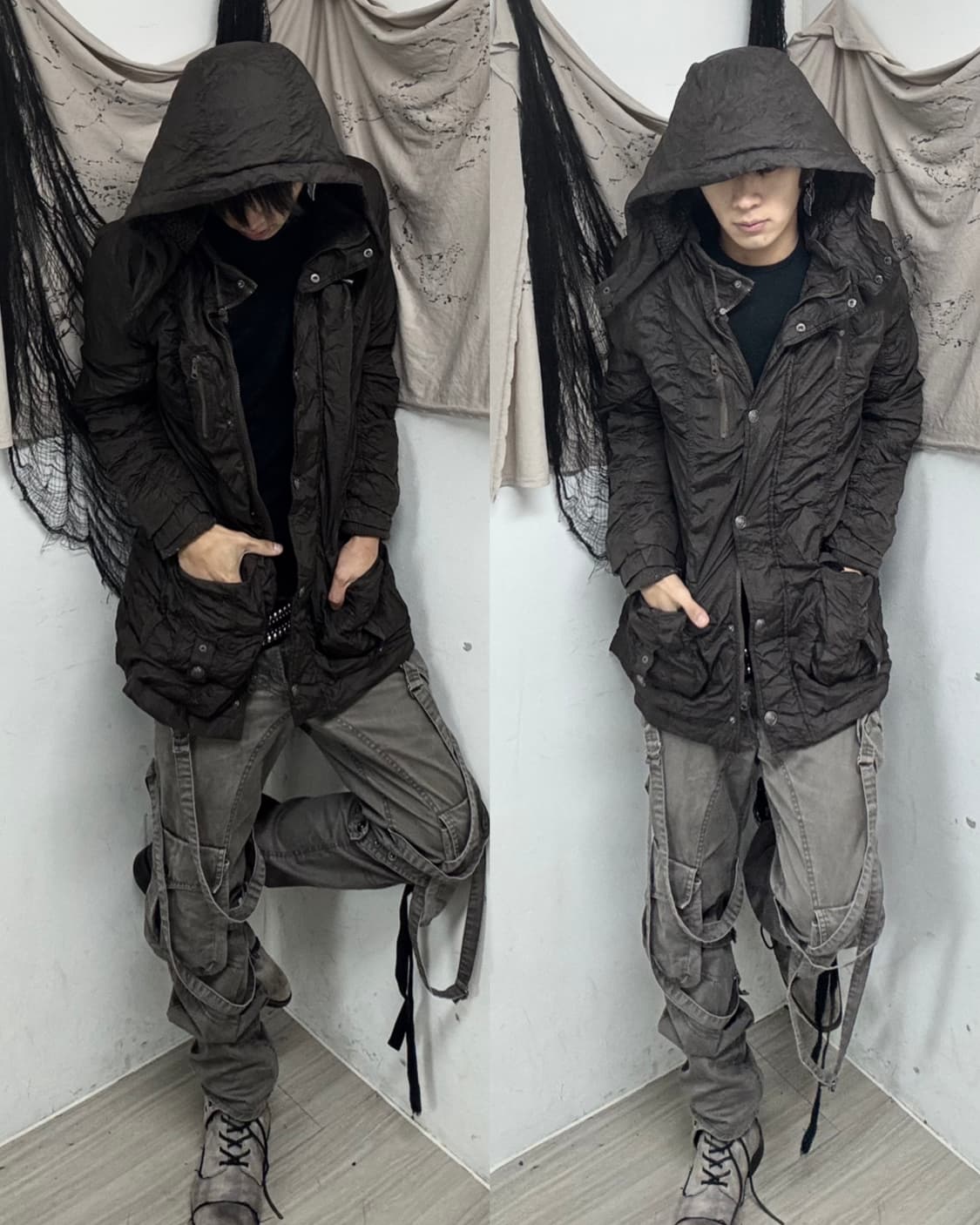 Shirring Detail Y2K Grunge Mood Deep Bro 상품이미지1