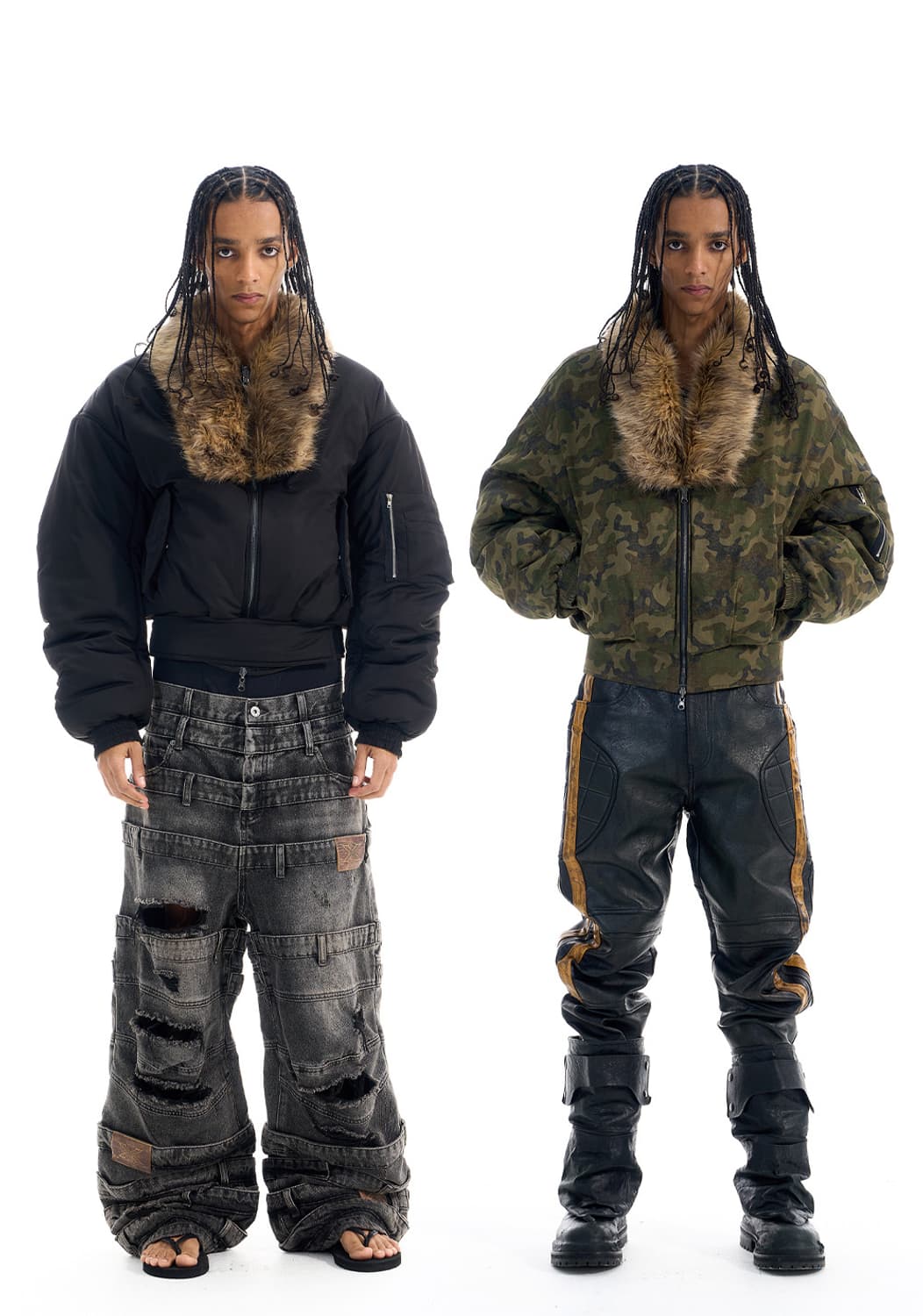 Reversible Camo Fur Collar Bomber 상품이미지1