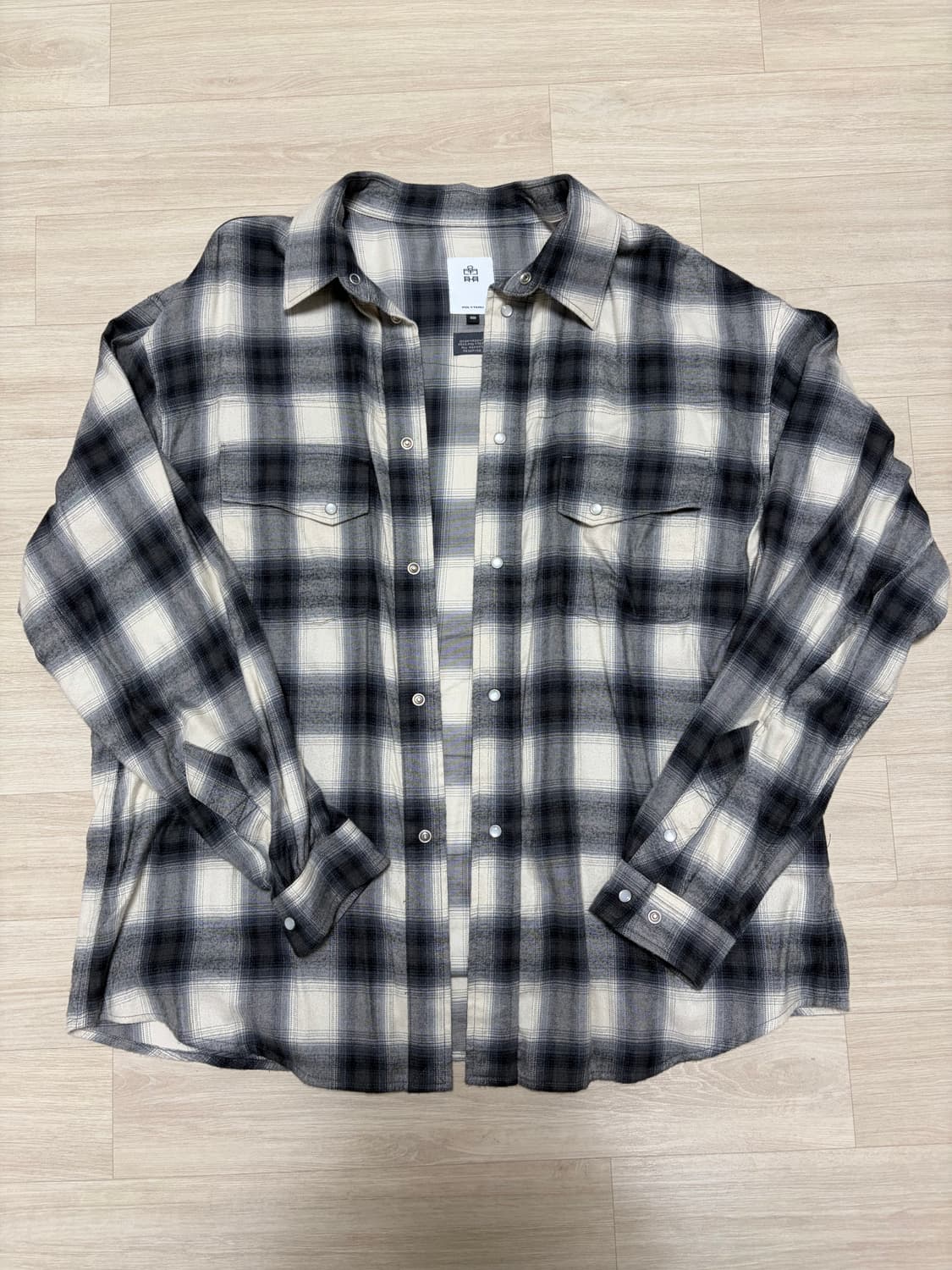 [2] 폴리테루 루즈드 체크 셔츠 웨스턴 에크루 옴브레 상품이미지1