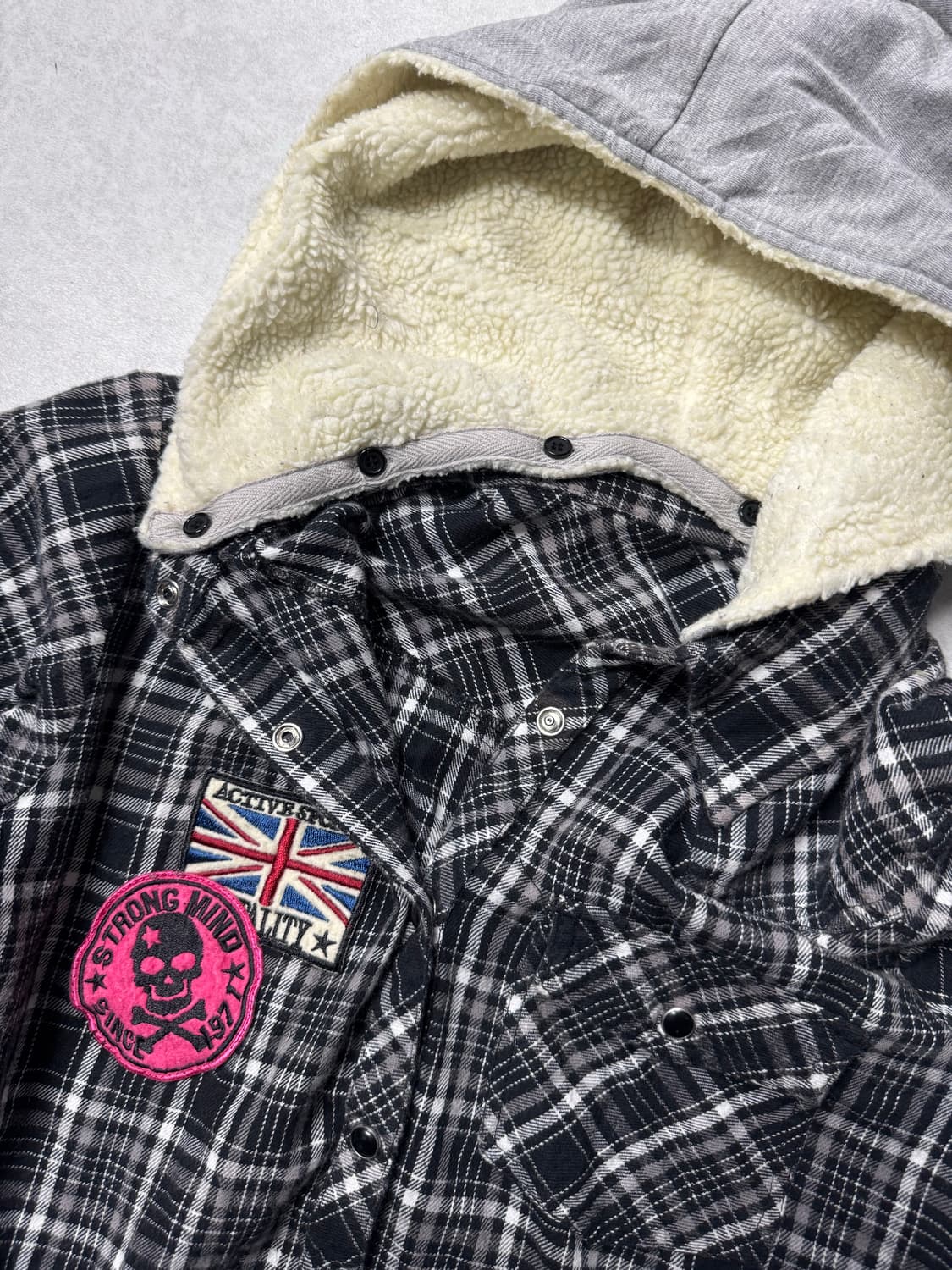 펑크 후드 체크셔츠  상품이미지3