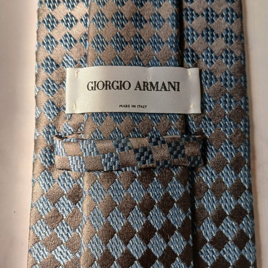 조르지오 아르마니 블루 마름모 자카드 넥타이 9.2cm A+등급 E773 상품이미지9