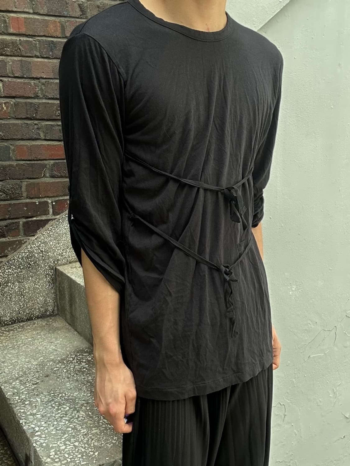 *rare* ann demeulemeester 로프 디테일 비대칭 티셔츠 상품이미지2