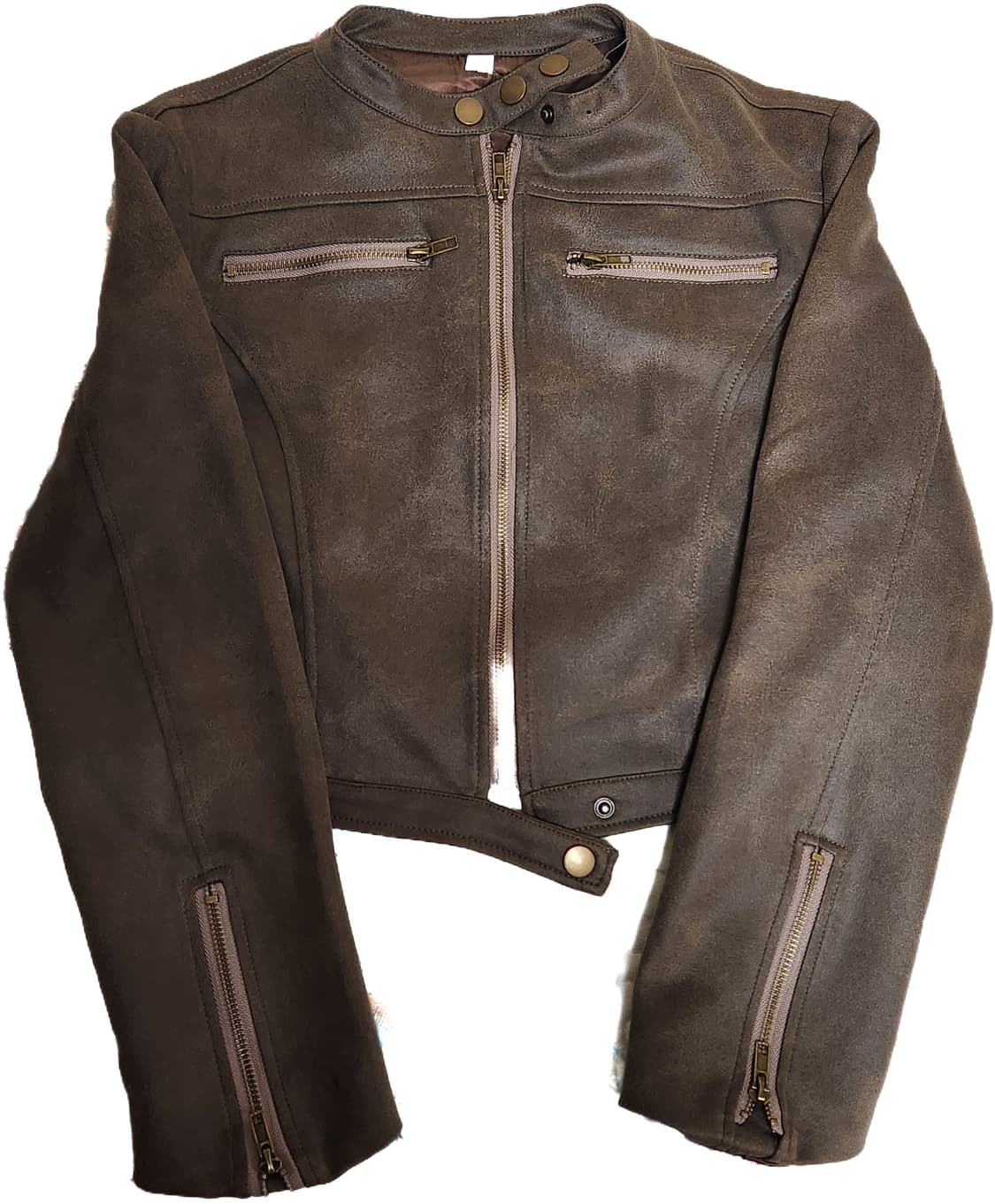 라이더 노카라 레더 브라운 자켓 상품이미지1