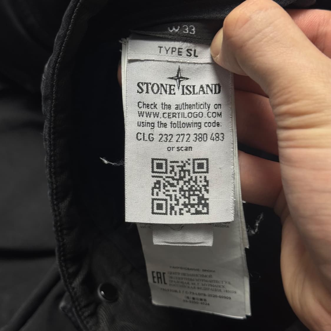 (W33) 스톤아일랜드 와펜 카고팬츠 블랙 상품이미지5
