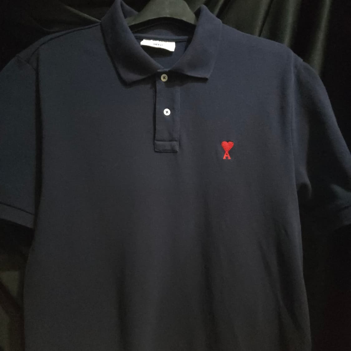 아미 스몰 하트 로고 반팔 폴로 셔츠 네이비 상품이미지2