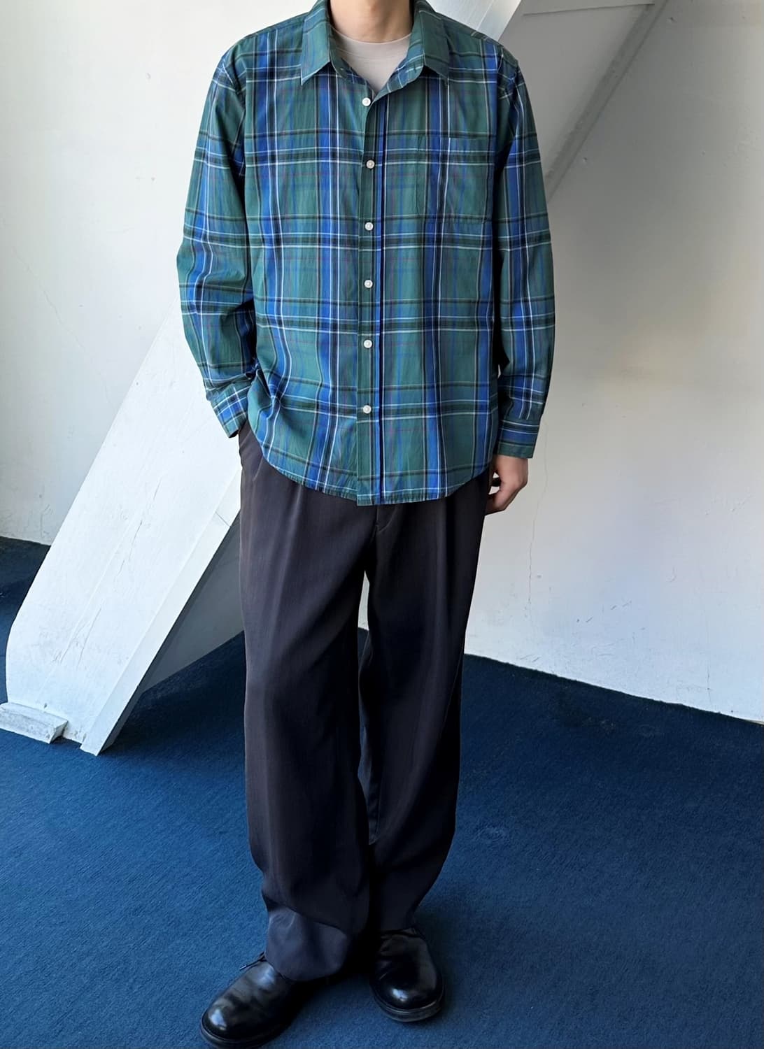 High count cotton check L/S shirt 상품이미지7