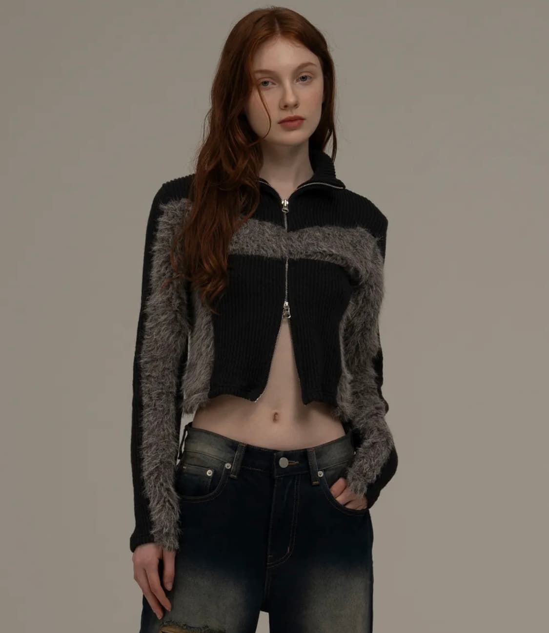 미드나잇무브 hair zip up (dark grey)  상품이미지1