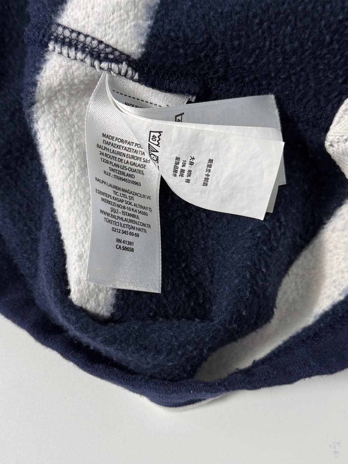 폴로 랄프로렌 루즈핏 신형 QR라벨 네이비 스트라이프 럭비 스웻 셔츠 상품이미지7