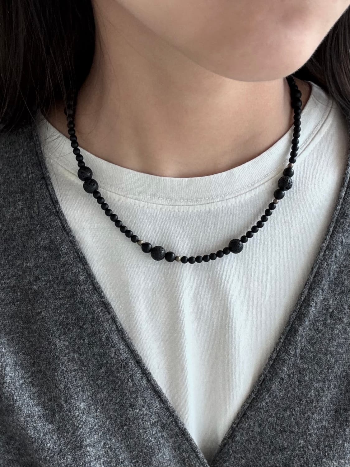 블랙 오닉스 심플라인 원석 목걸이 상품이미지1