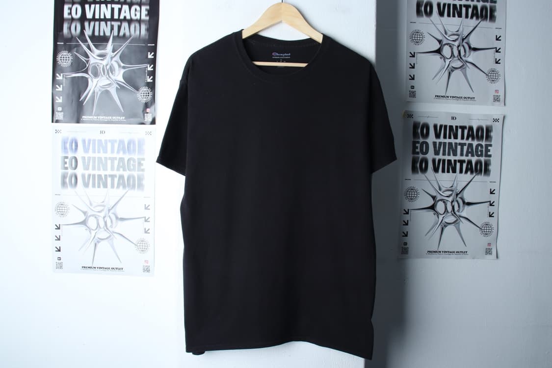 (L-XL) 챔피온 반팔 티셔츠 블랙 무지 올드스쿨-7BA3 상품이미지2