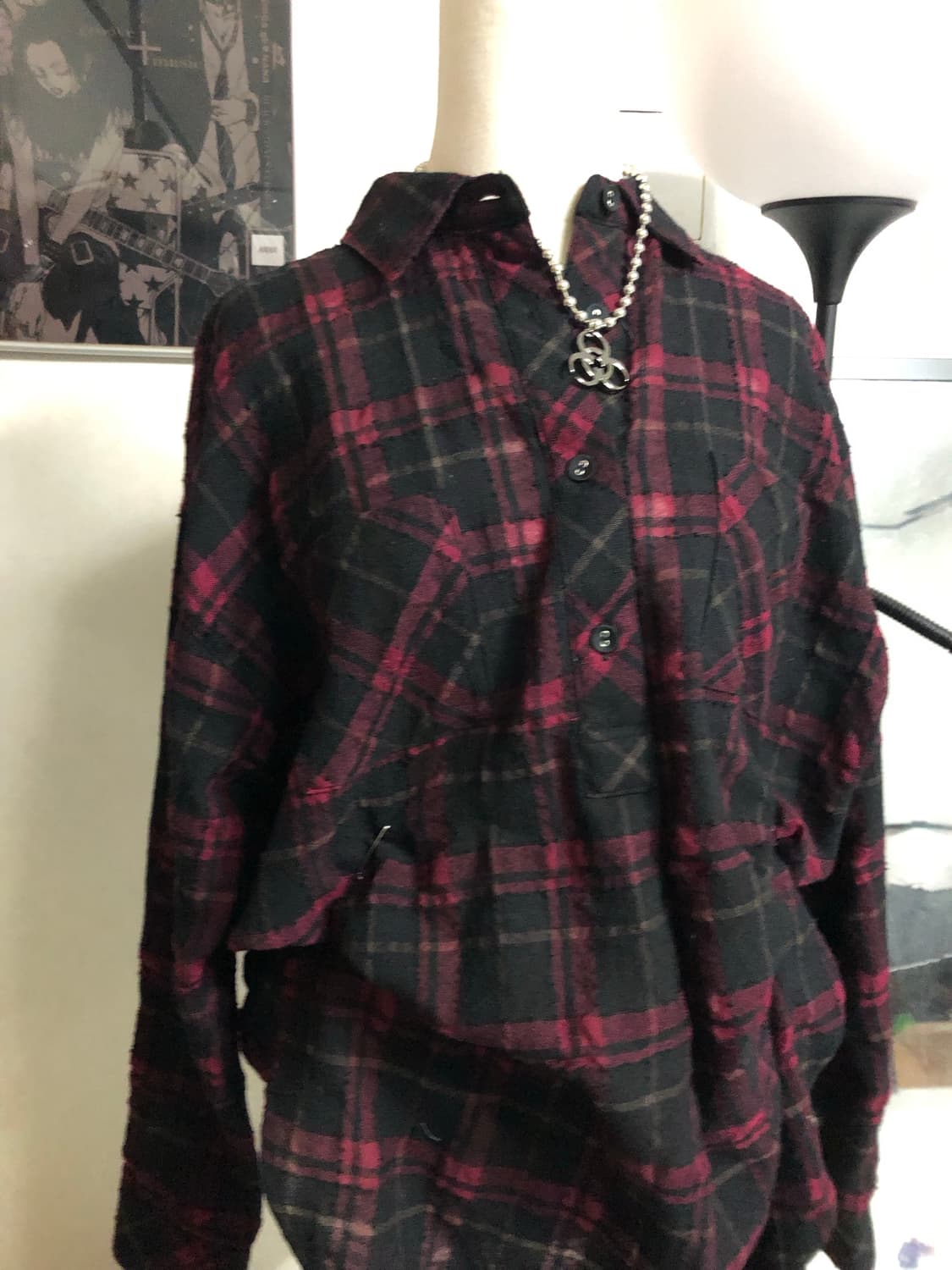 펑크걸 체크셔츠 티셔츠 레이어드 상품이미지1