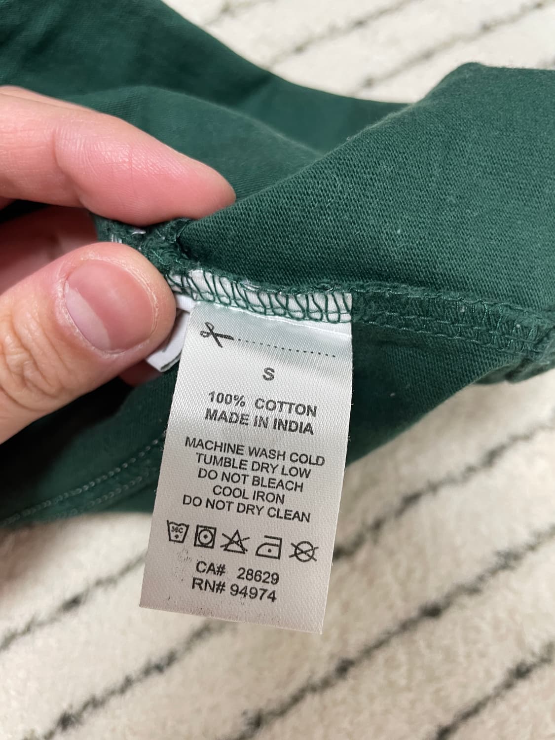 스투시 그린 스트라이프 후드 헨리넥 티셔츠 S사이즈 상품이미지5