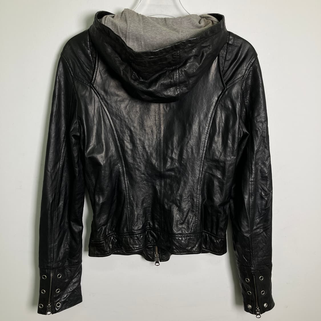 Scot club 블랙 후드 레더 자켓  상품이미지6