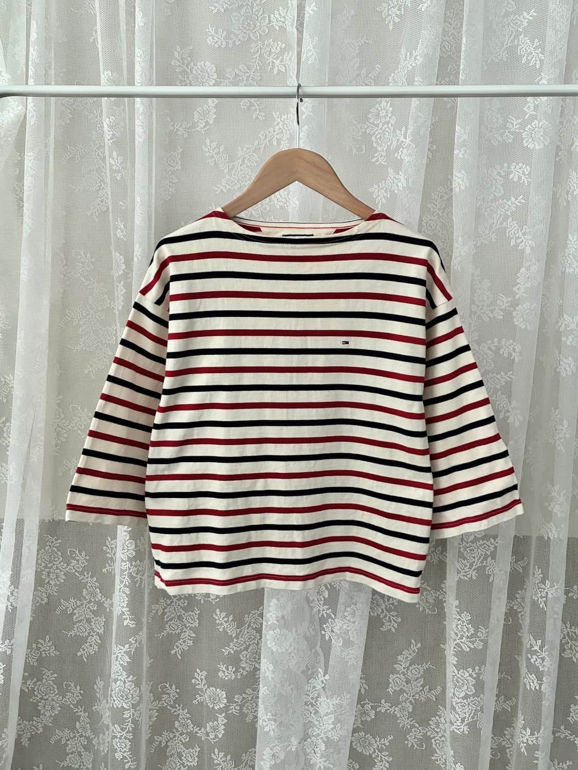 XS) 타미힐피거 스트라이프 티셔츠 베이지 상품이미지1