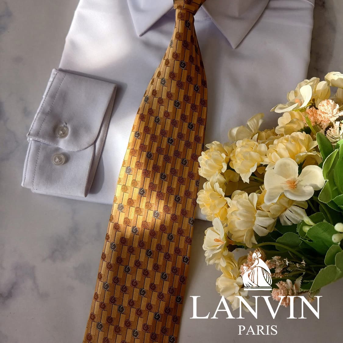 랑방 실크 브라운 패턴 넥타이 9.1cm A등급 A19583
 상품이미지1