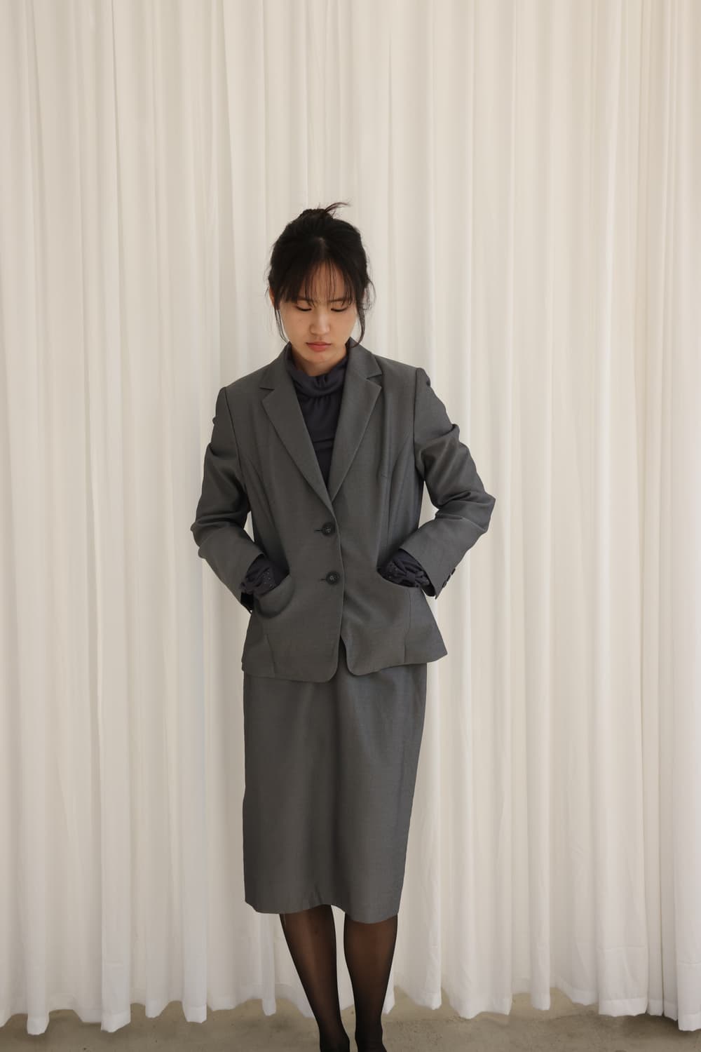 THEORIA 그레이 정장 셋업 상품이미지1