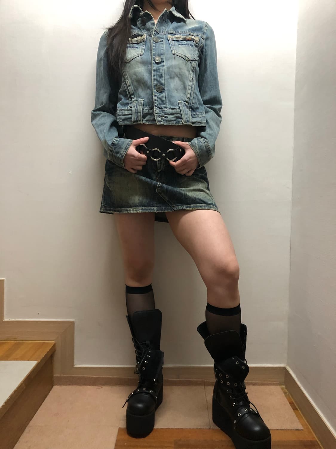 빈티지 데님 크롭 자켓 상품이미지5