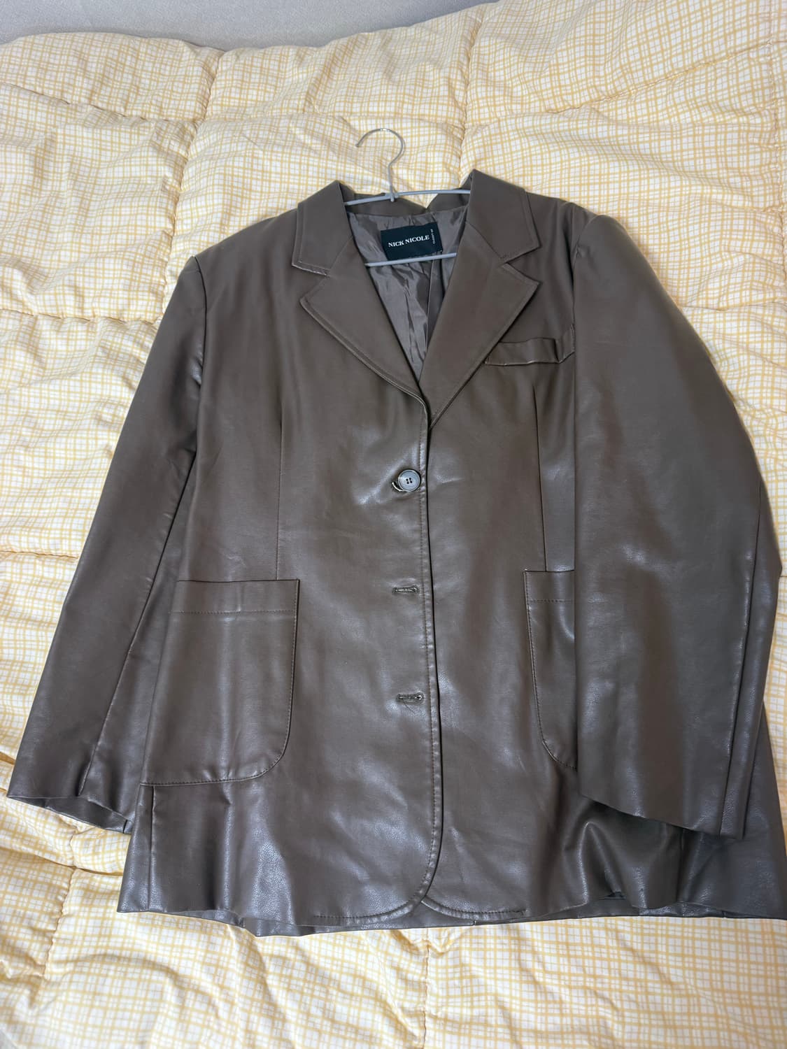 닉앤니콜 페이크 레더자켓 브라운 상품이미지3