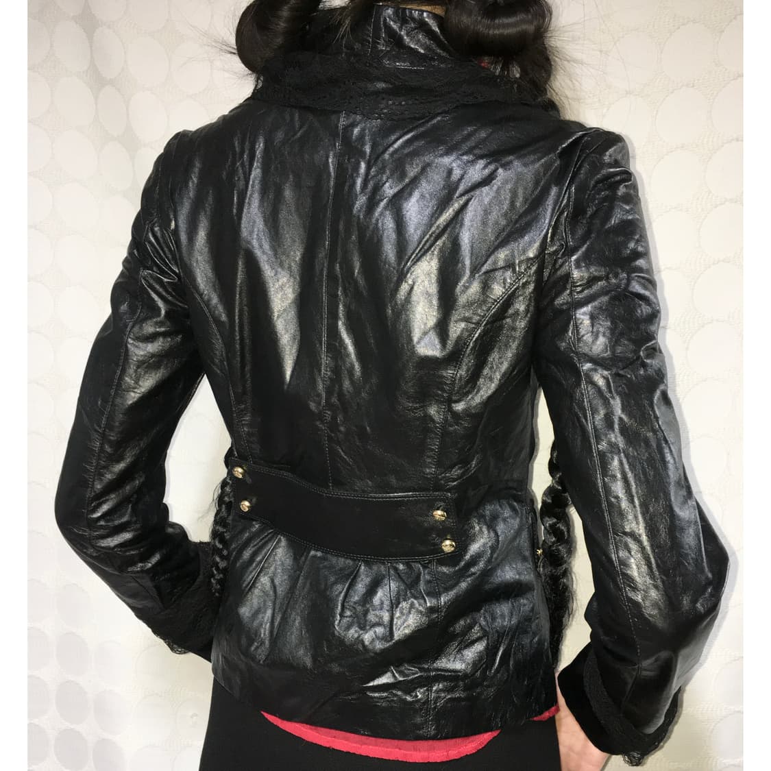 로베르토 카발리 레이스 실크 배색 가죽 재킷 상품이미지3