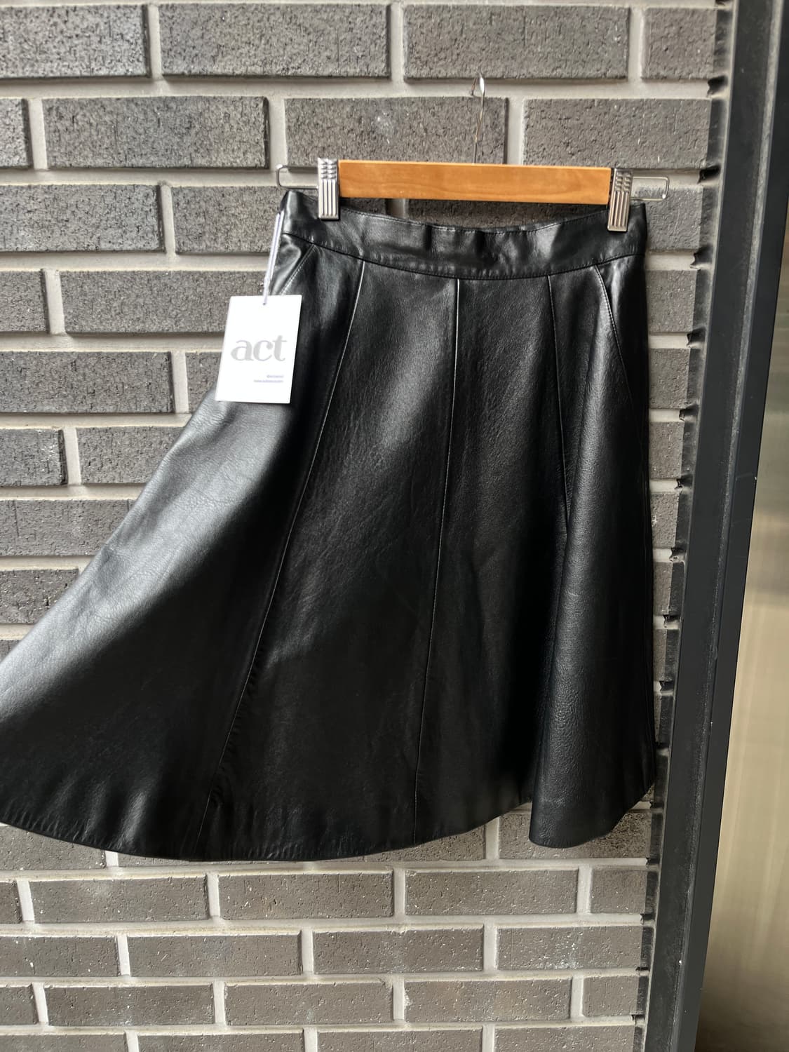 90s Courreges 꾸레쥬 램스킨 양가죽 스커트 블랙 상품이미지6