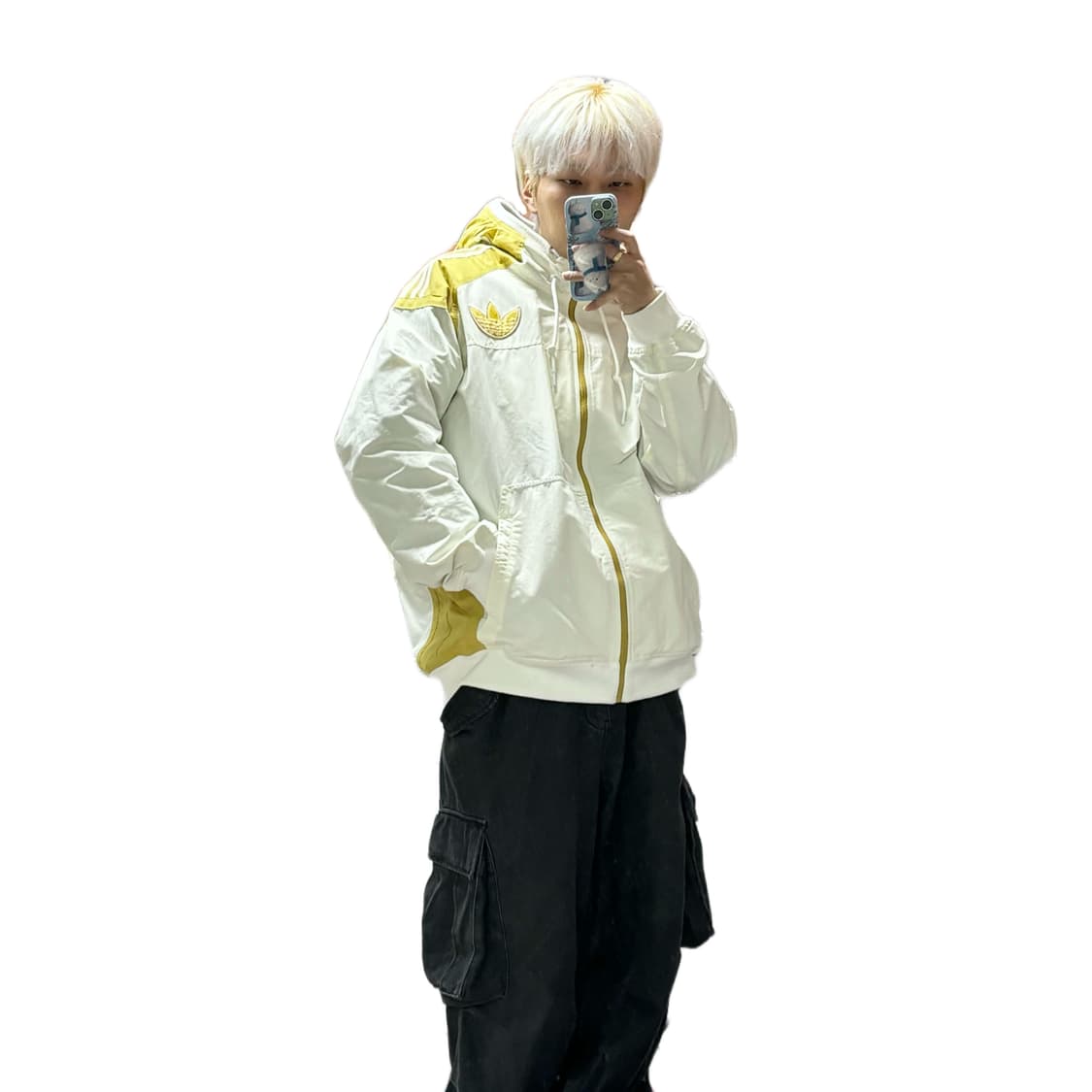 아디다스 올드스쿨 백로고 바람막이 화이트 골드 자켓 상품이미지2