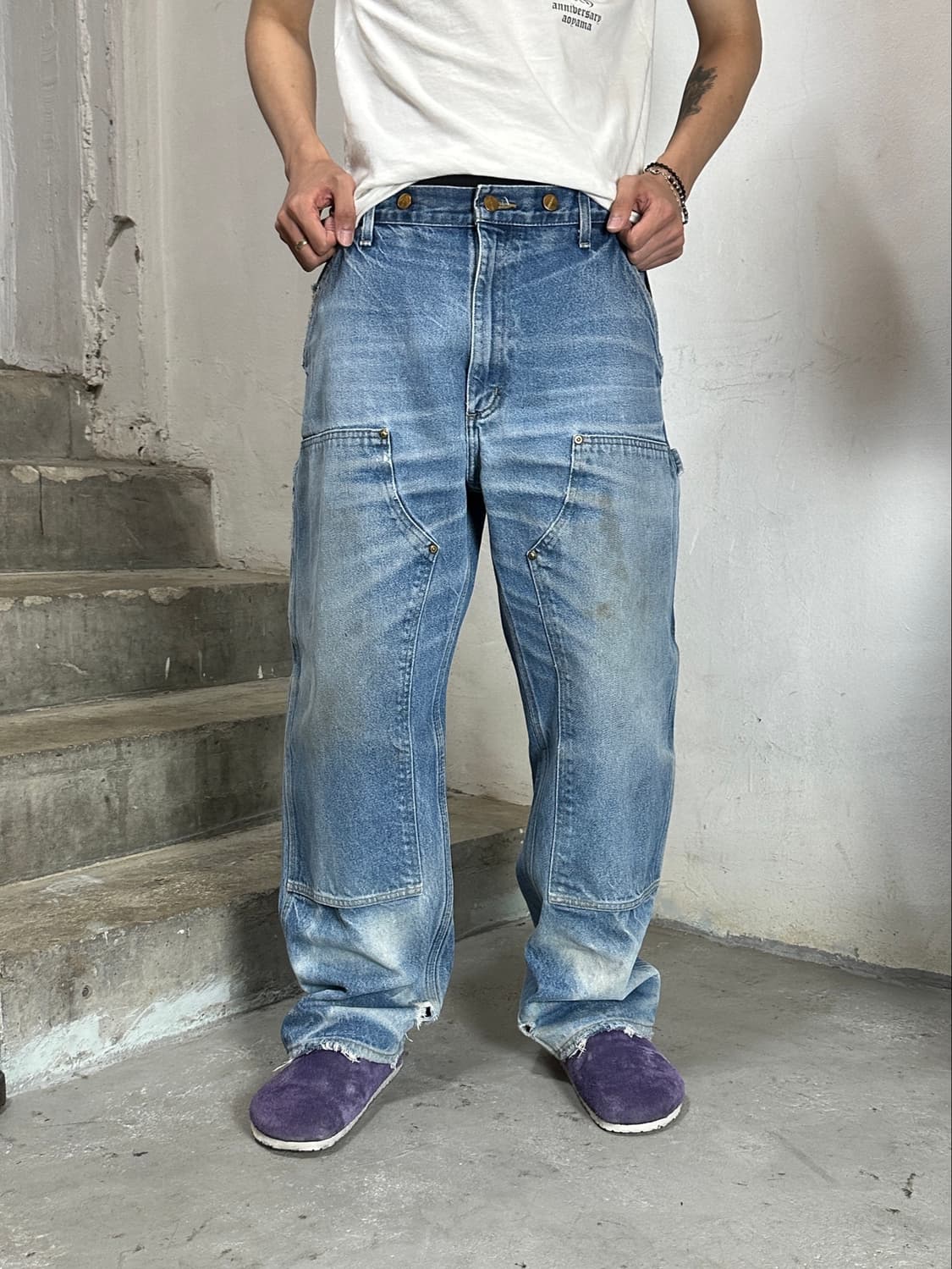 00's OG 칼하트 B07 더블니 팬츠 칼하트 데님 더블니 미친페이딩 상품이미지2